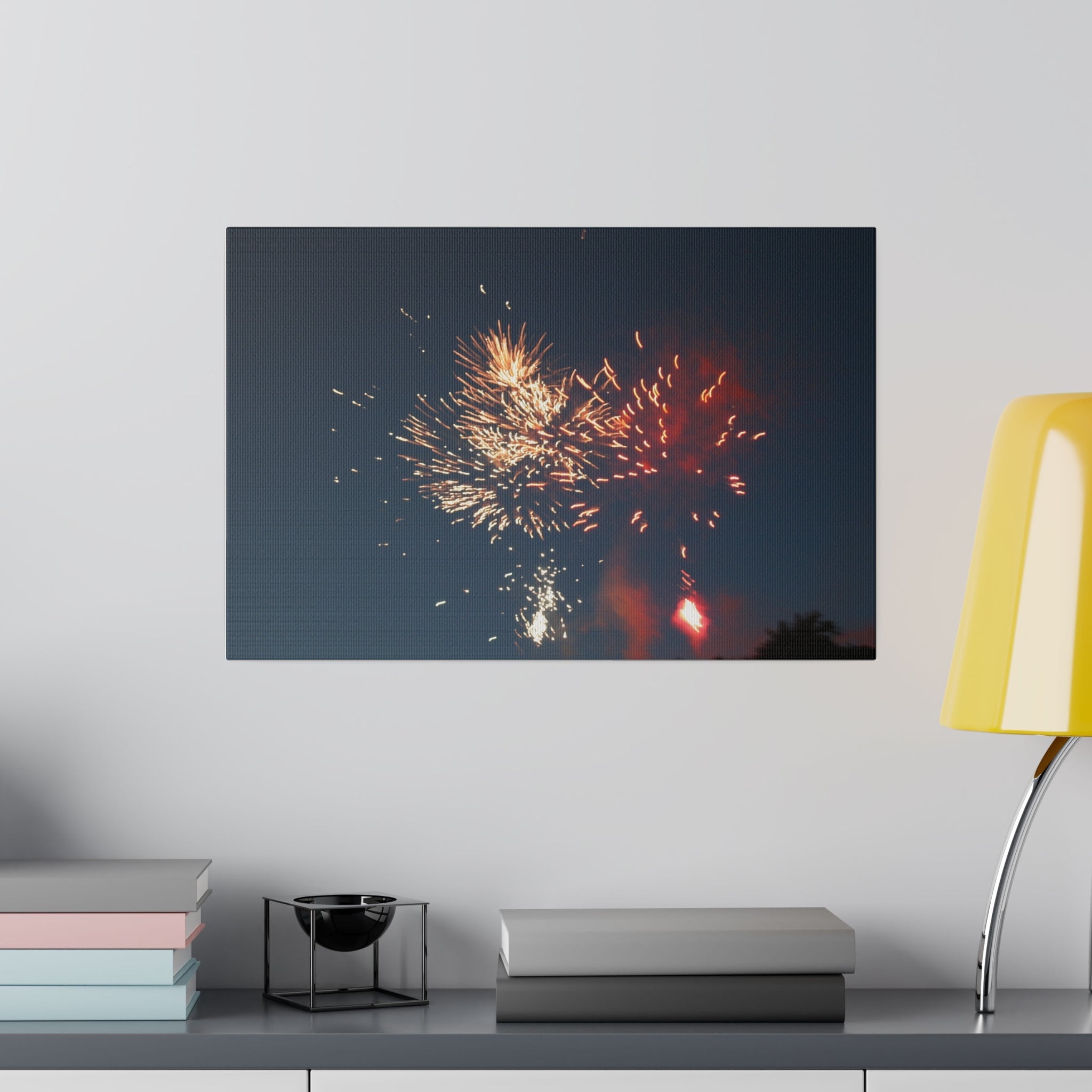 Orange And Red Firework Canvas - The Trio Synergize Group