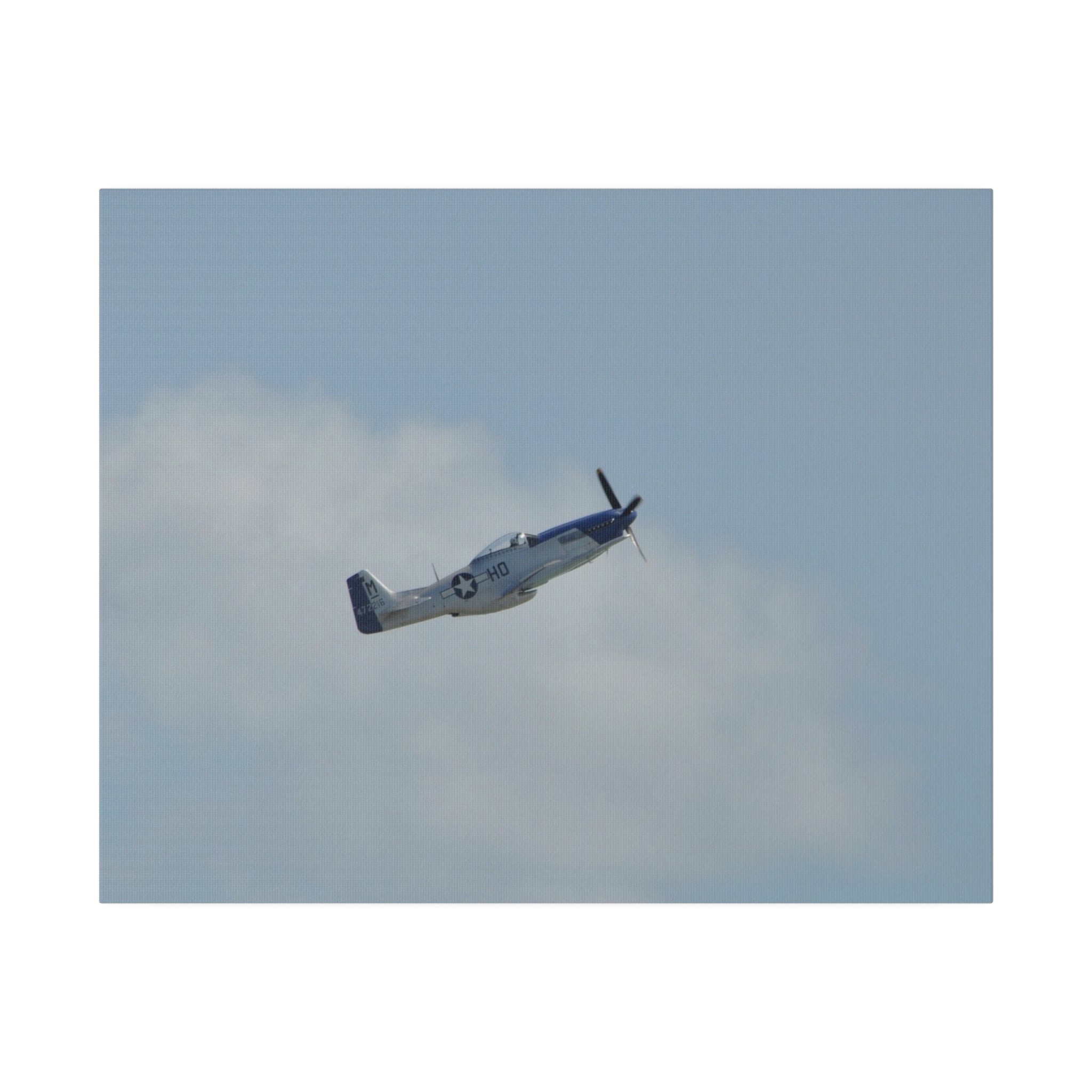 P - 51 Mustang Flying From The Left And Ascending, Matte Canvas, Stretched, 0.75" - The Trio Synergize Group