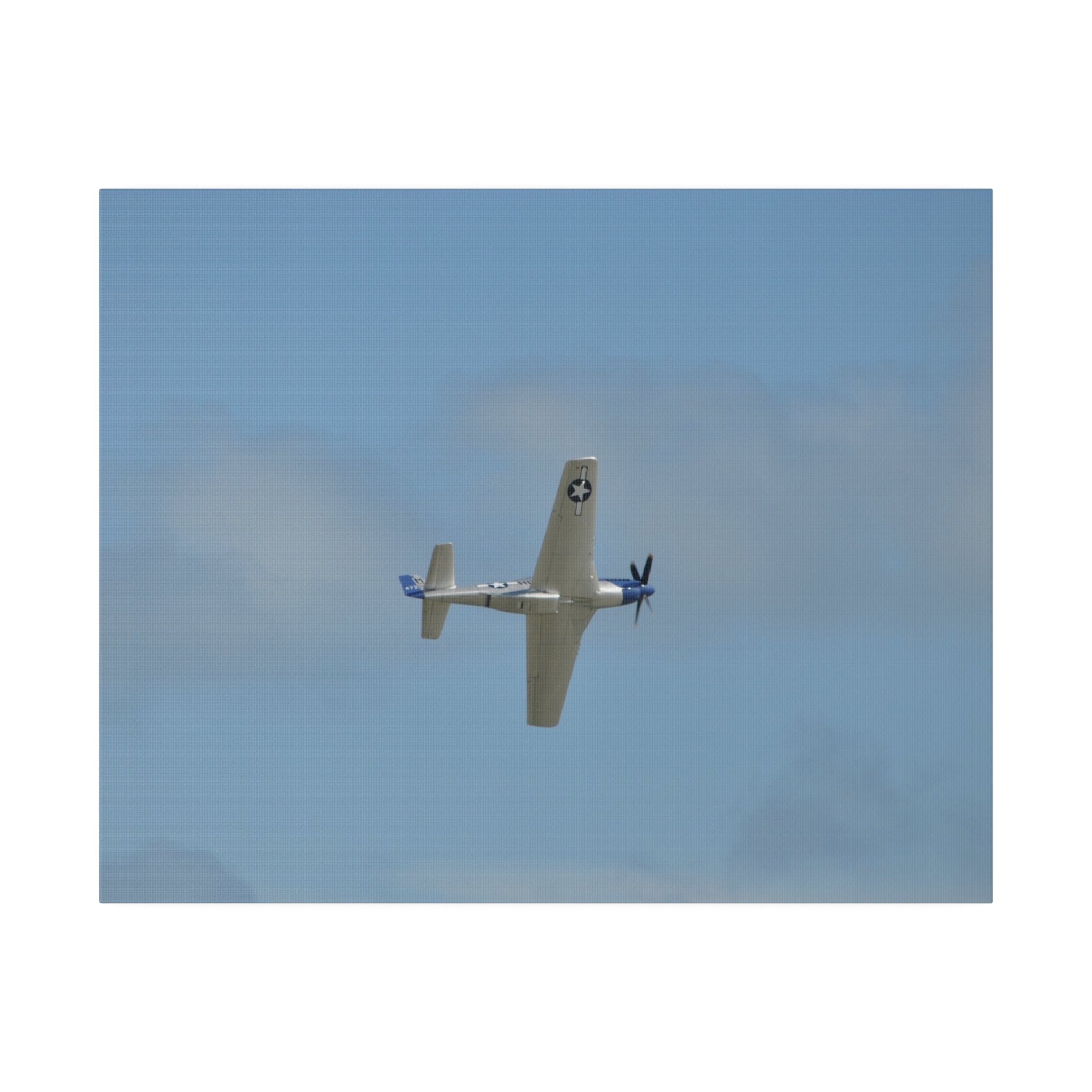 P-51 Mustang Banking Left & View Of The Undercarriage Canvas - The Trio Synergize Group