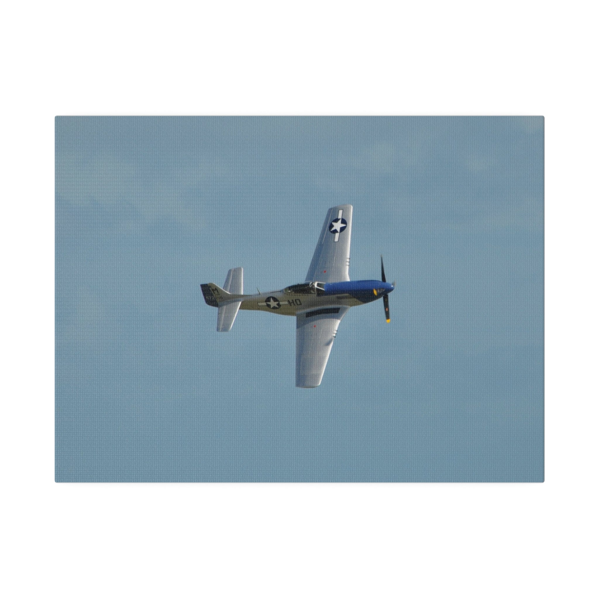 P - 51 Mustang Flying From The Left Sideways, Matte Canvas, Stretched, 0.75" - The Trio Synergize Group