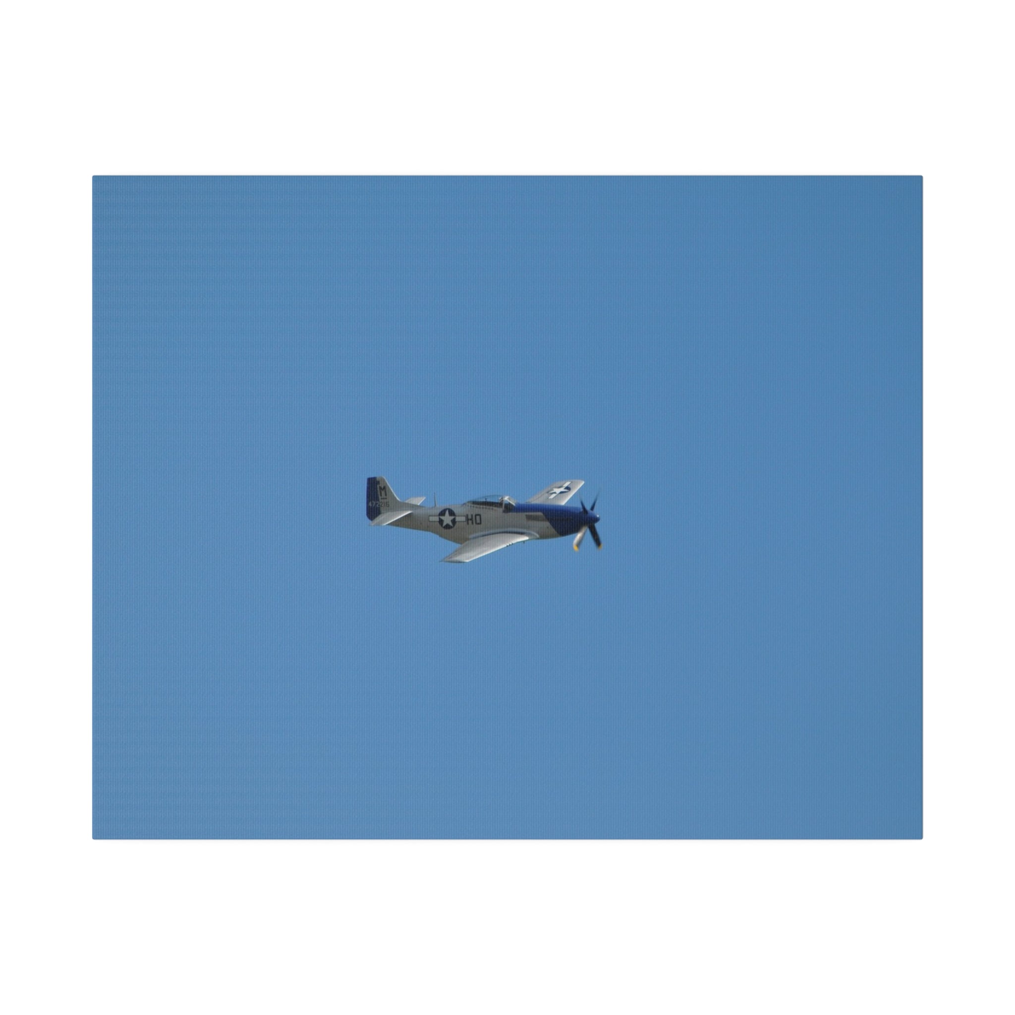 P - 51 Mustang Flying From The Left With A slight Angle, Matte Canvas, Stretched, 0.75" - The Trio Synergize Group