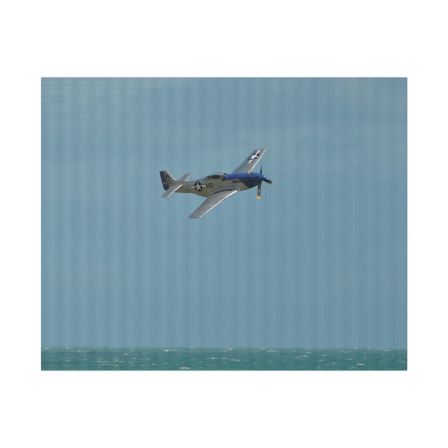 P-51 Mustang - With A slight Angle Over The Sea Canvas - The Trio Synergize Group