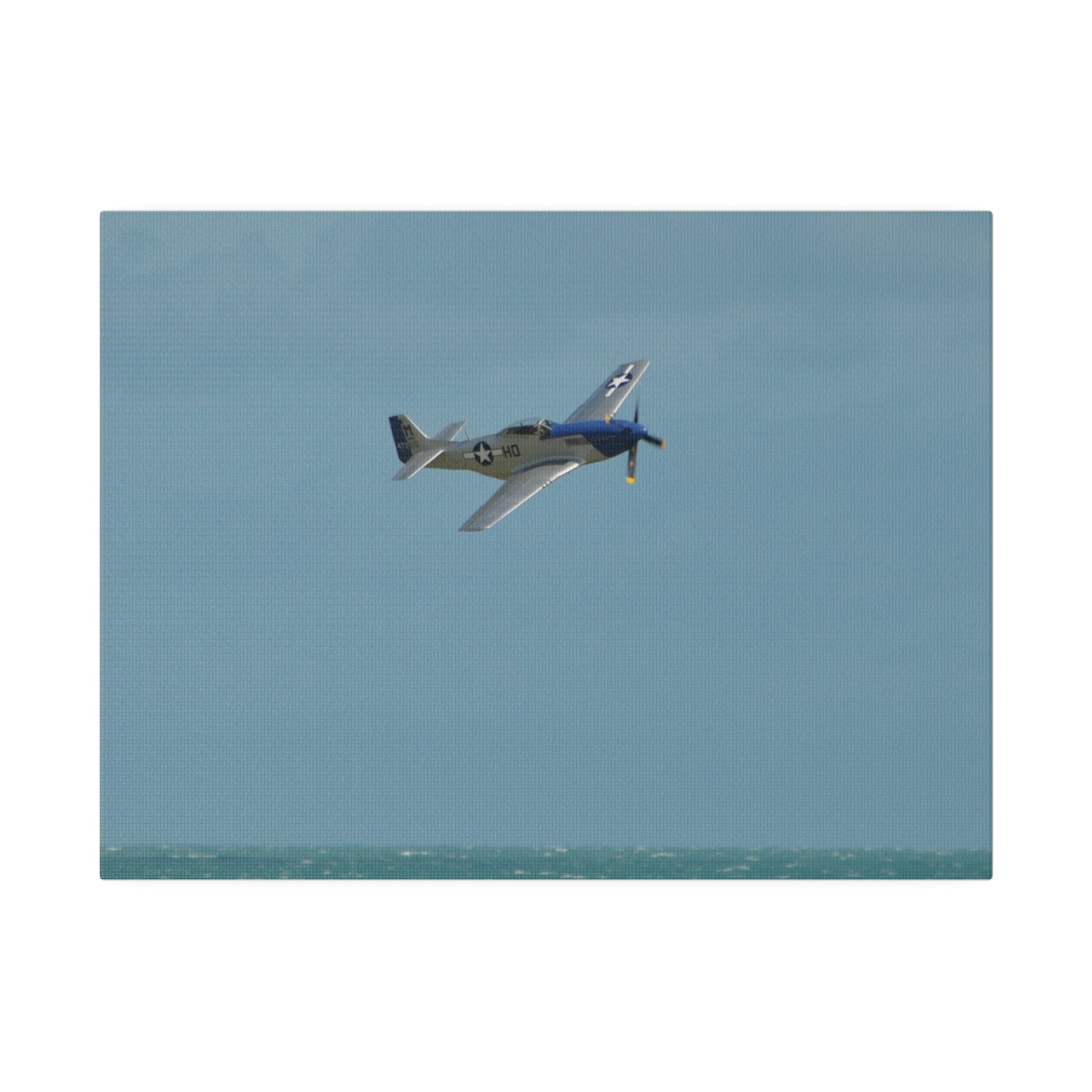 P-51 Mustang - With A slight Angle Over The Sea Canvas - The Trio Synergize Group