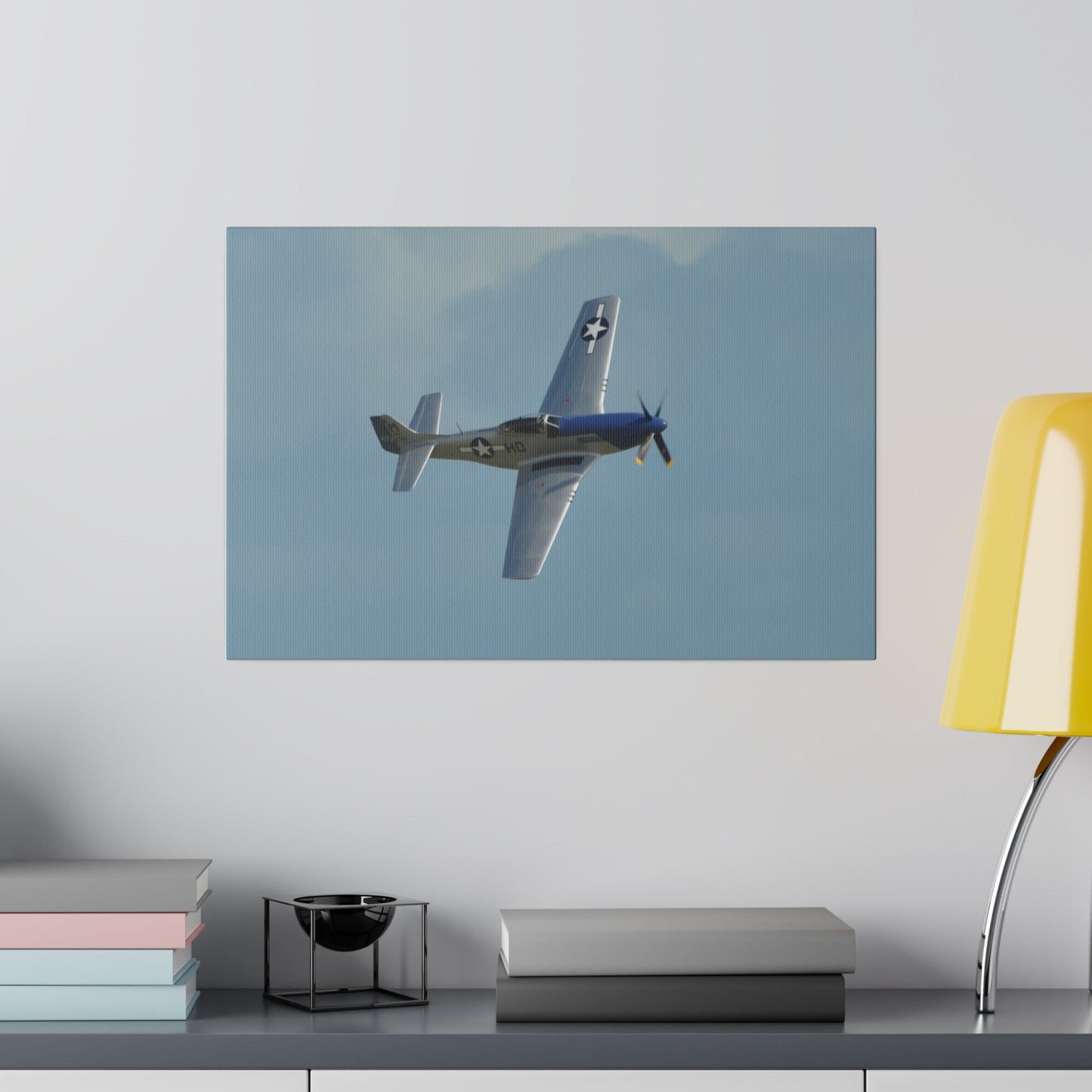 P-51 Mustang Flying Right With An Angle Close Up Canvas - The Trio Synergize Group