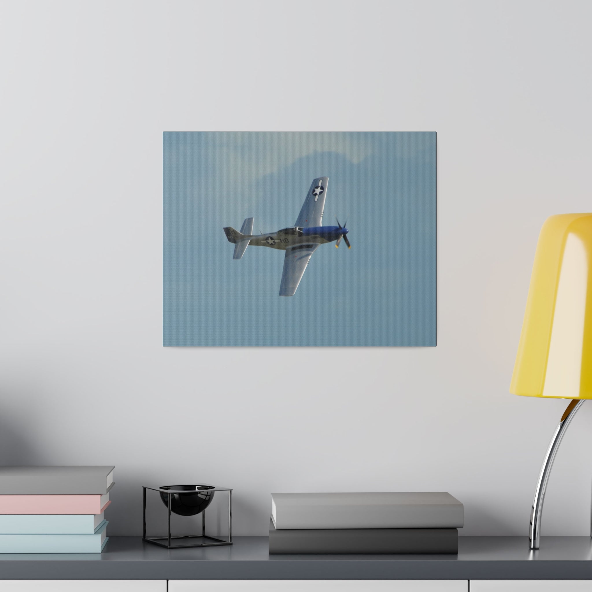 P-51 Mustang Flying Right With An Angle Close Up Canvas - The Trio Synergize Group
