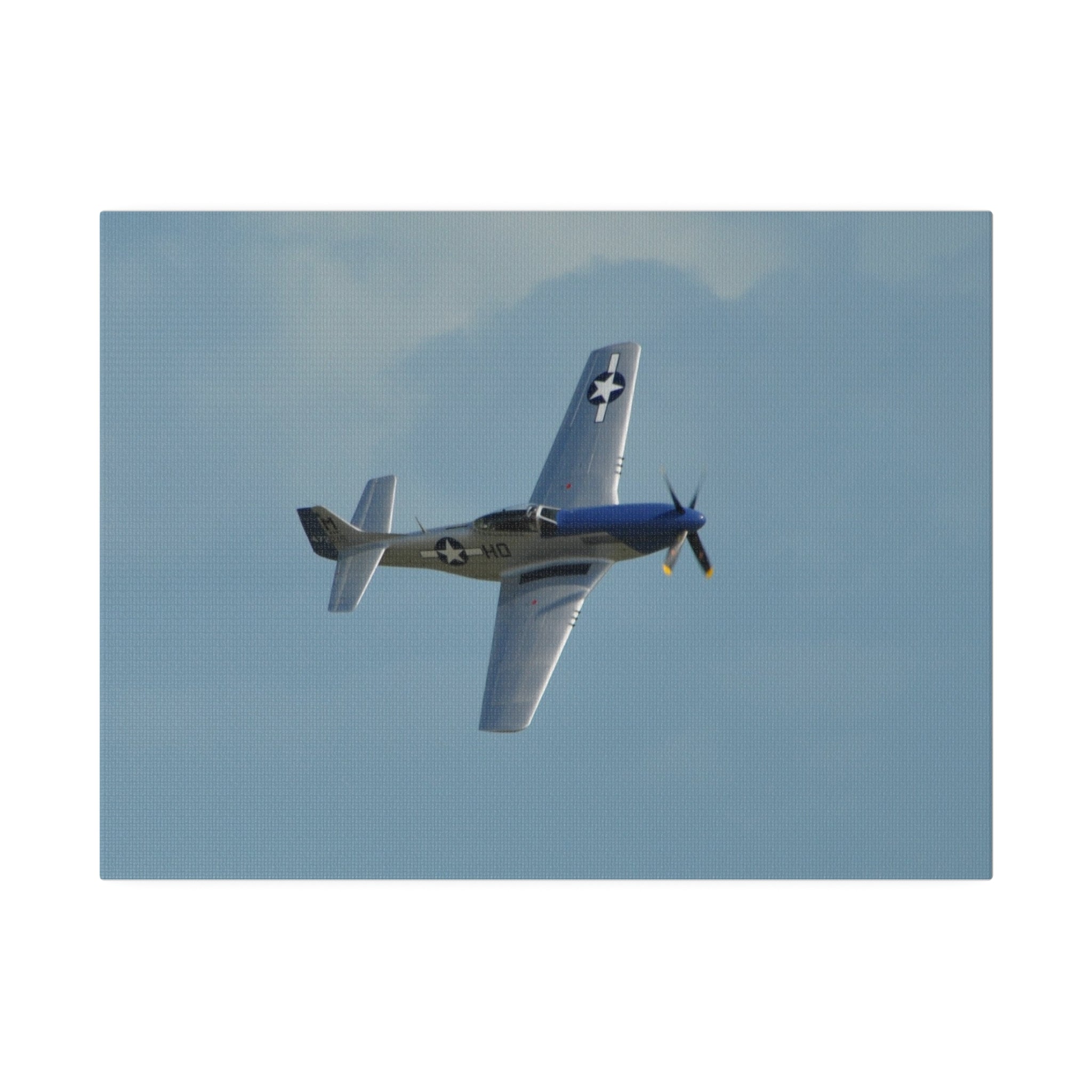 P-51 Mustang Flying Right With An Angle Close Up Canvas - The Trio Synergize Group