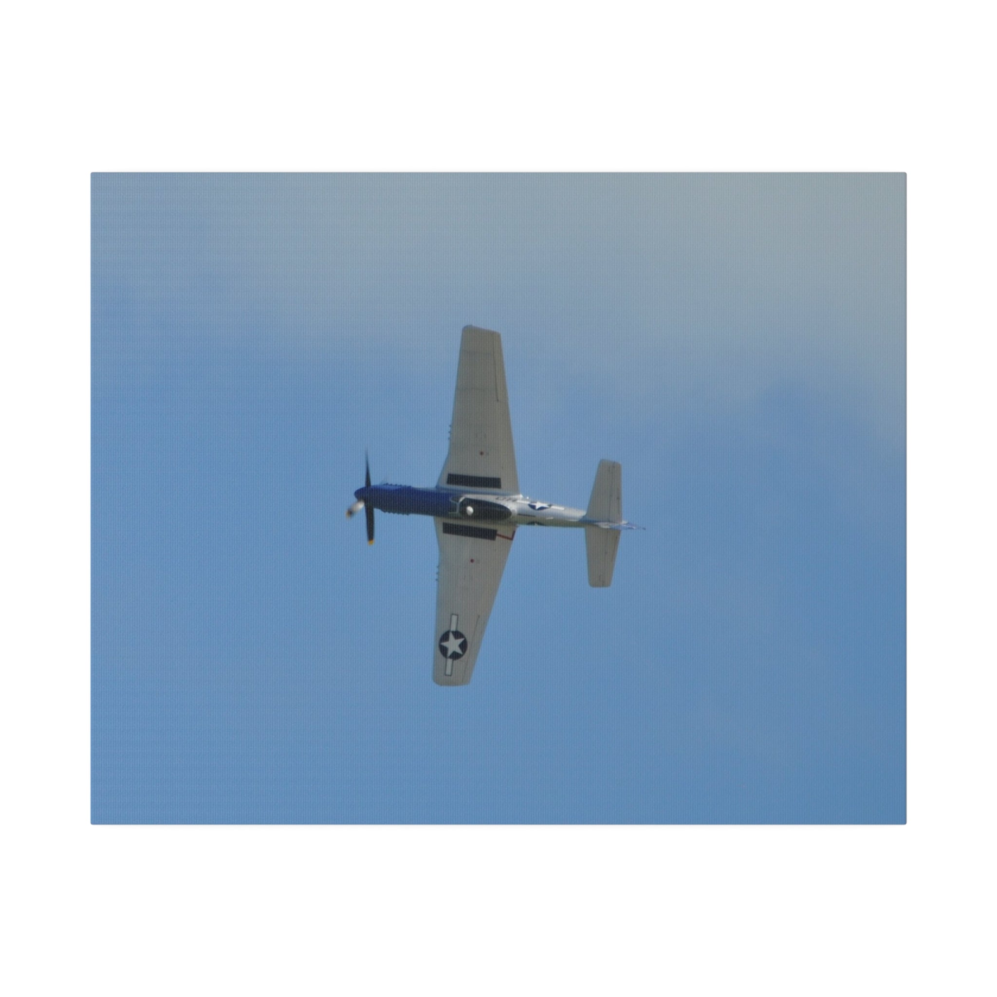 P - 51 Mustang Flying From The Right Sideways, Matte Canvas, Stretched, 0.75" - The Trio Synergize Group