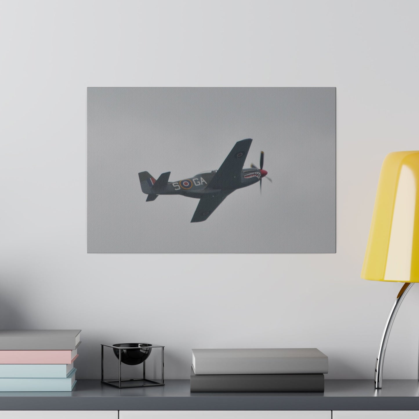 P-51D Mustang Flying Banking Left Rear Side View Canvas - The Trio Synergize Group