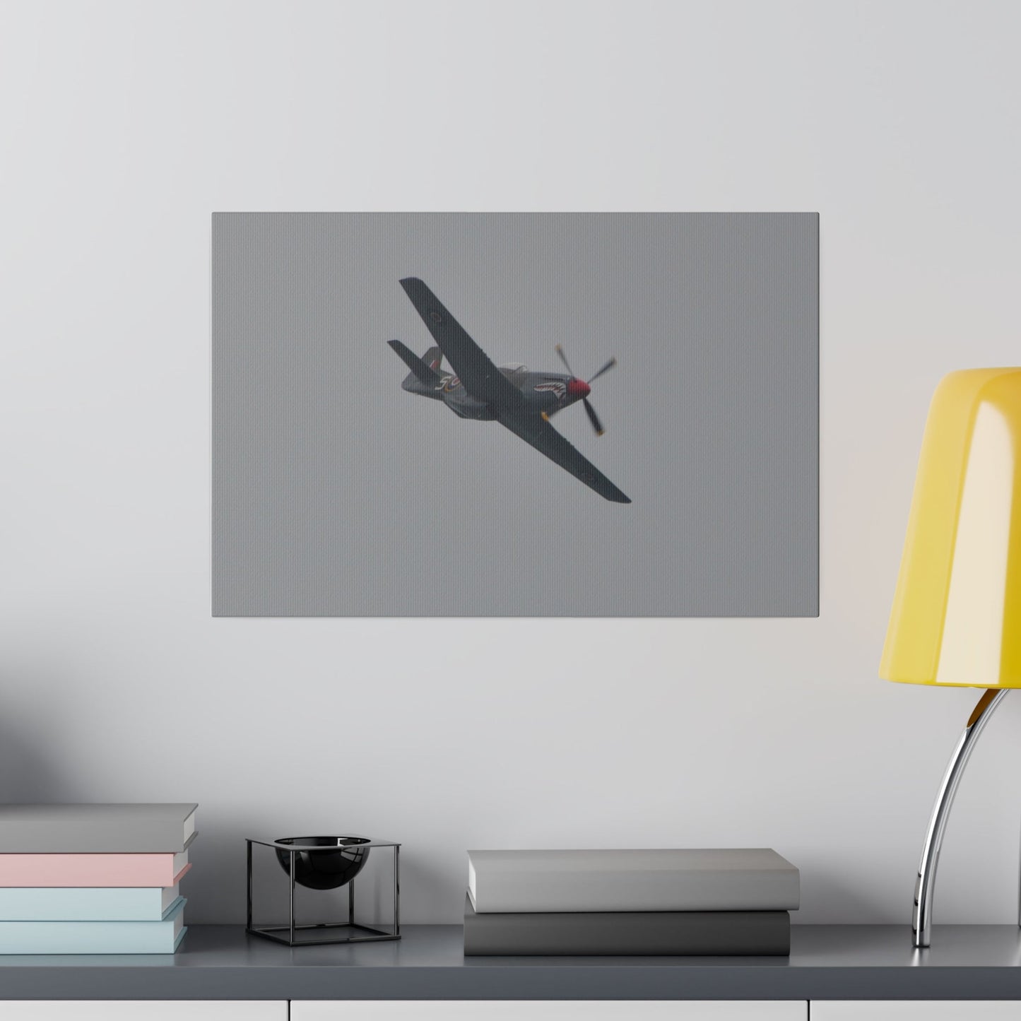 P-51D Mustang Flying From The Left And Banking Left Canvas - The Trio Synergize Group