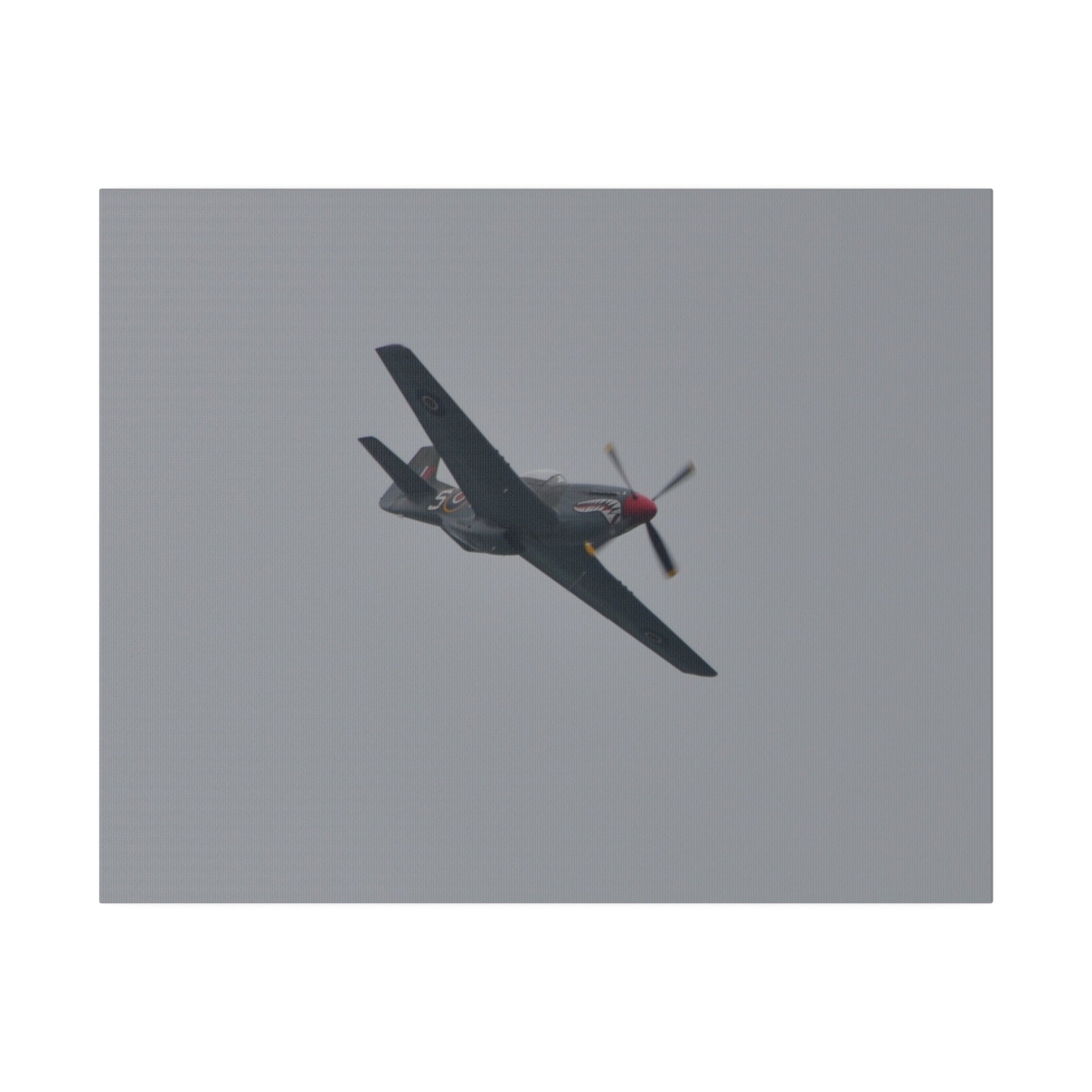 P-51D Mustang Flying From The Left And Banking Left Canvas - The Trio Synergize Group