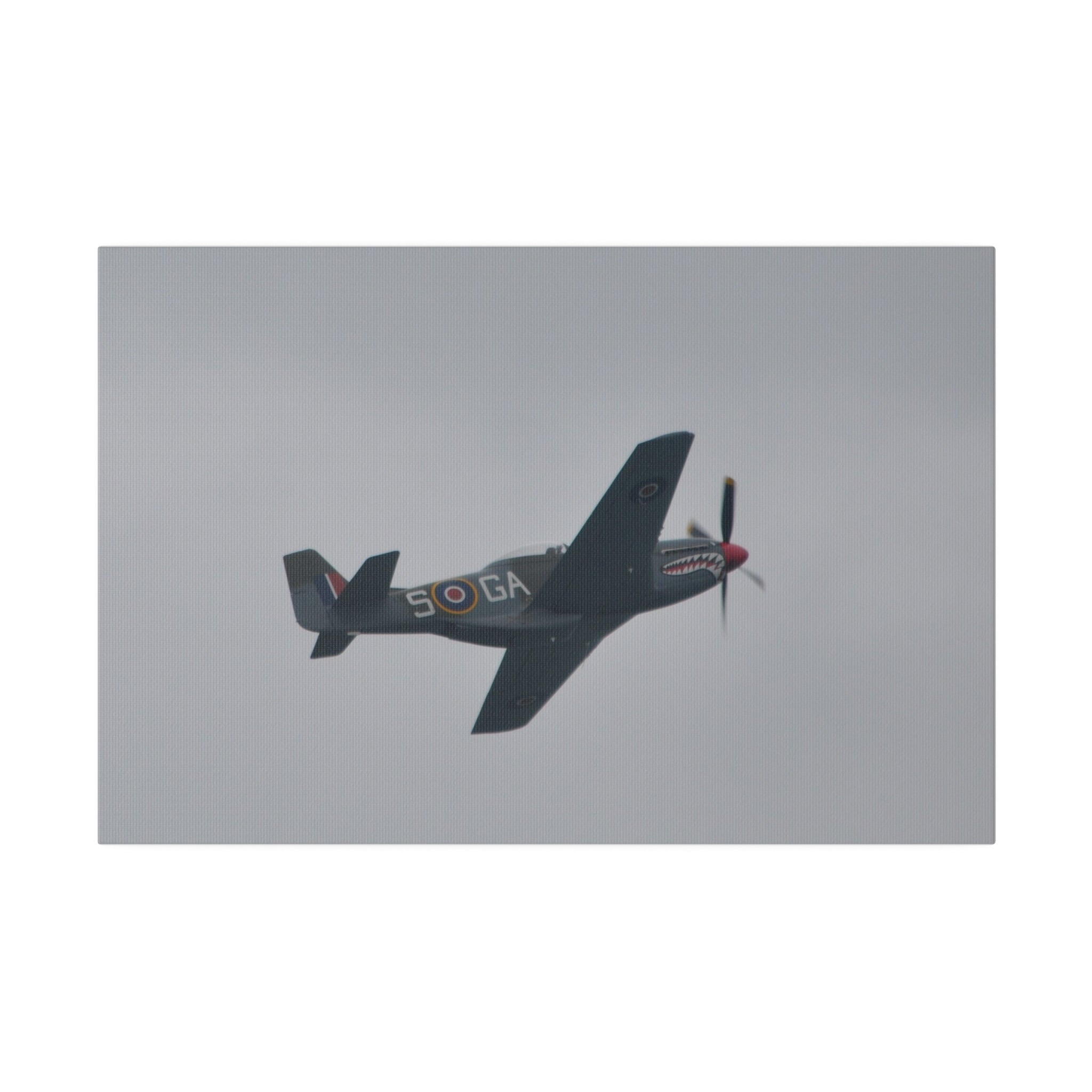 P-51D Mustang Flying Banking Left Rear Side View Canvas - The Trio Synergize Group