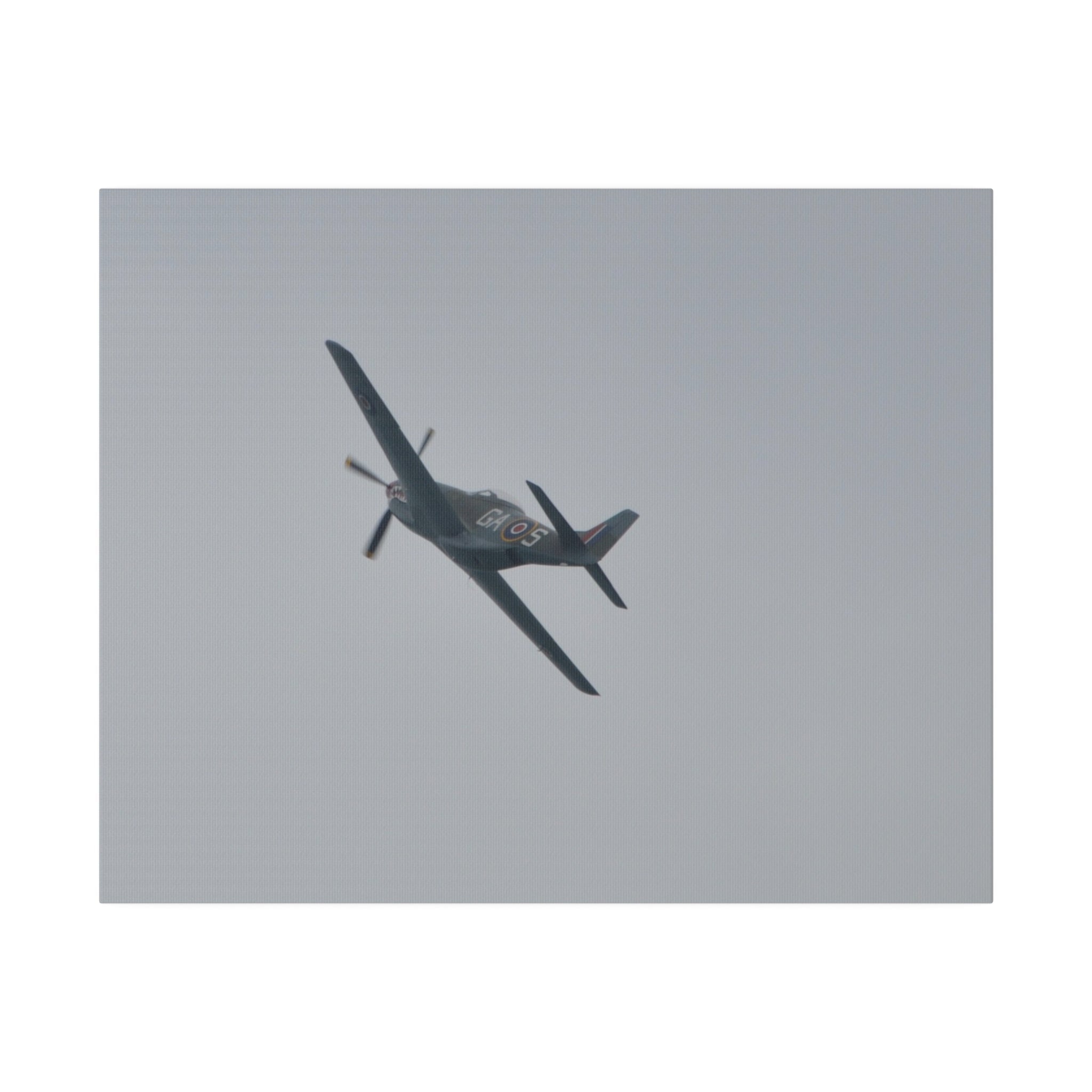 P-51D Mustang Flying & Banking Right Canvas - The Trio Synergize Group