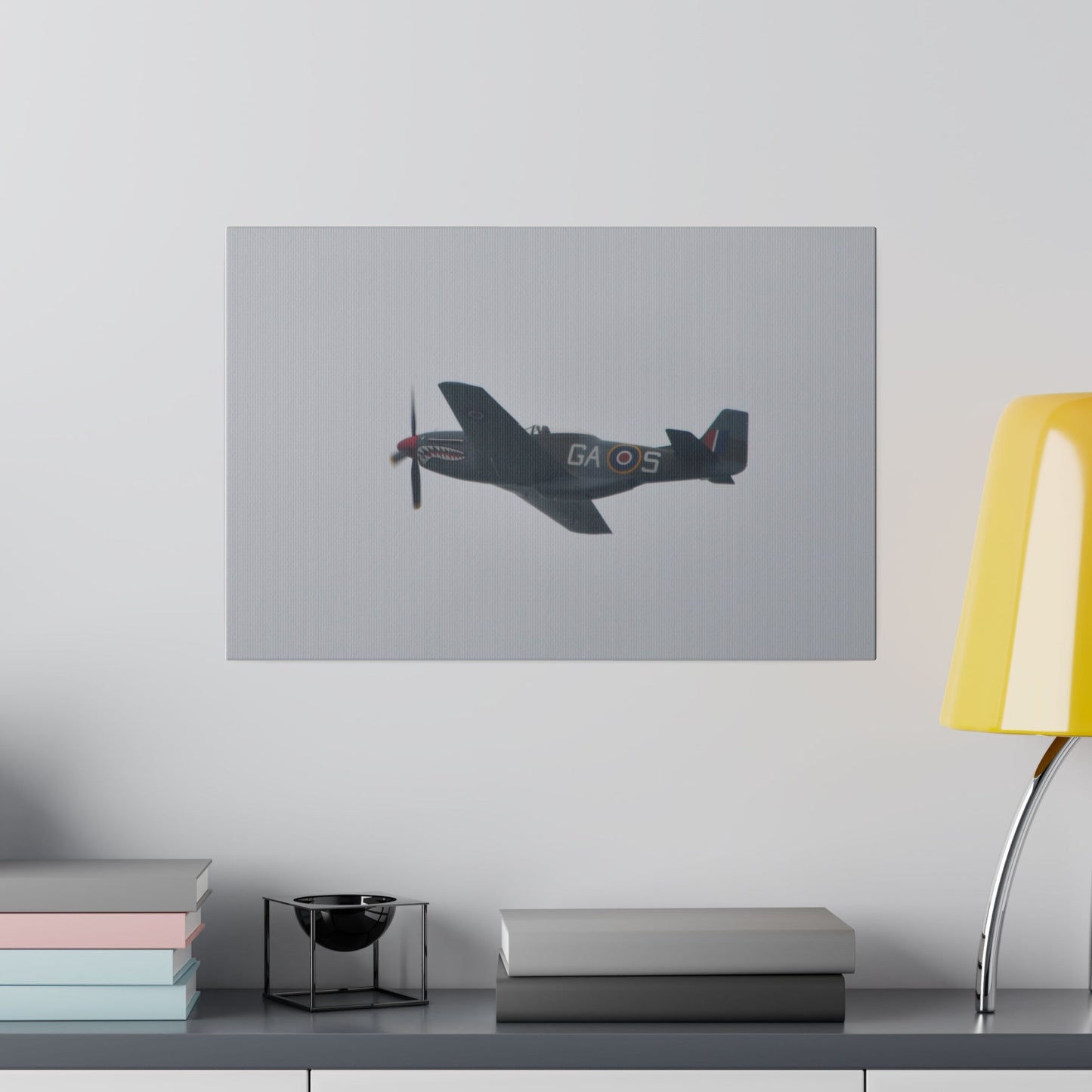 P - 51D Mustang Flying From The Right Side View, Matte Canvas, Stretched, 0.75" - The Trio Synergize Group