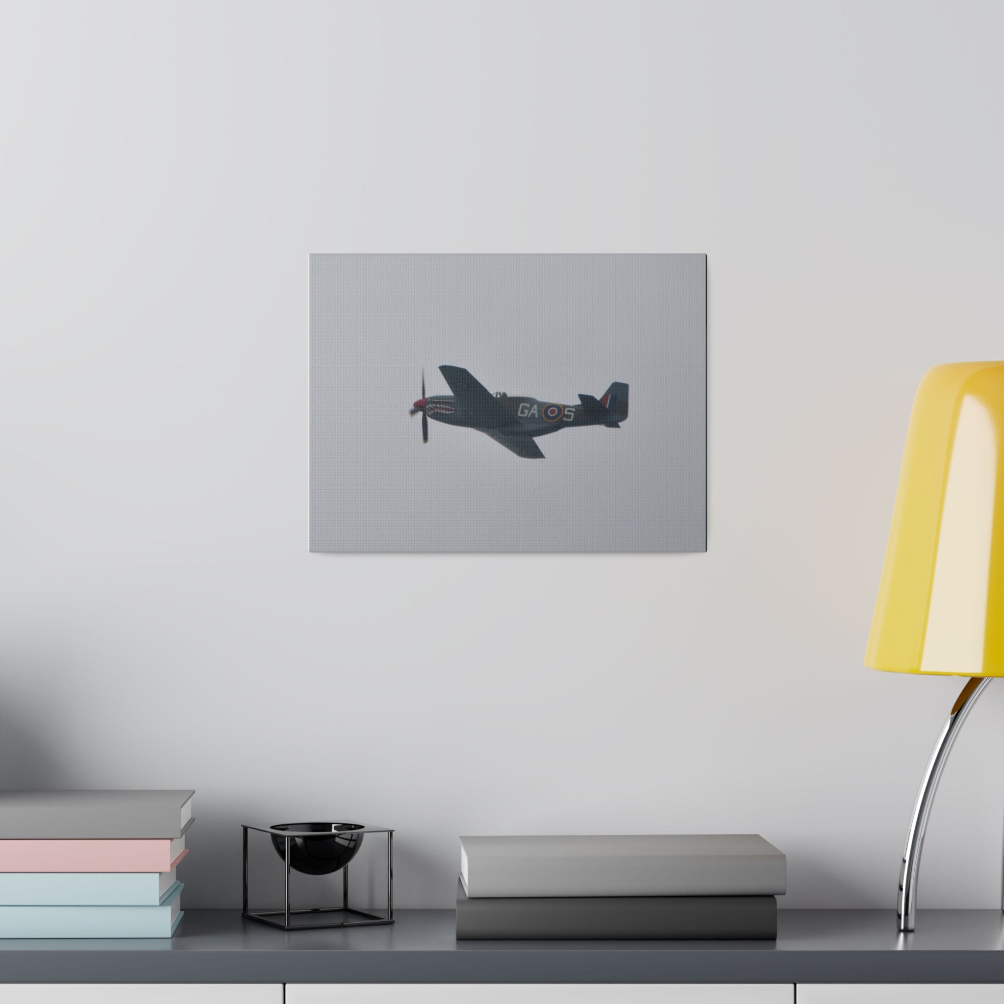 P - 51D Mustang Flying From The Right Side View, Matte Canvas, Stretched, 0.75" - The Trio Synergize Group