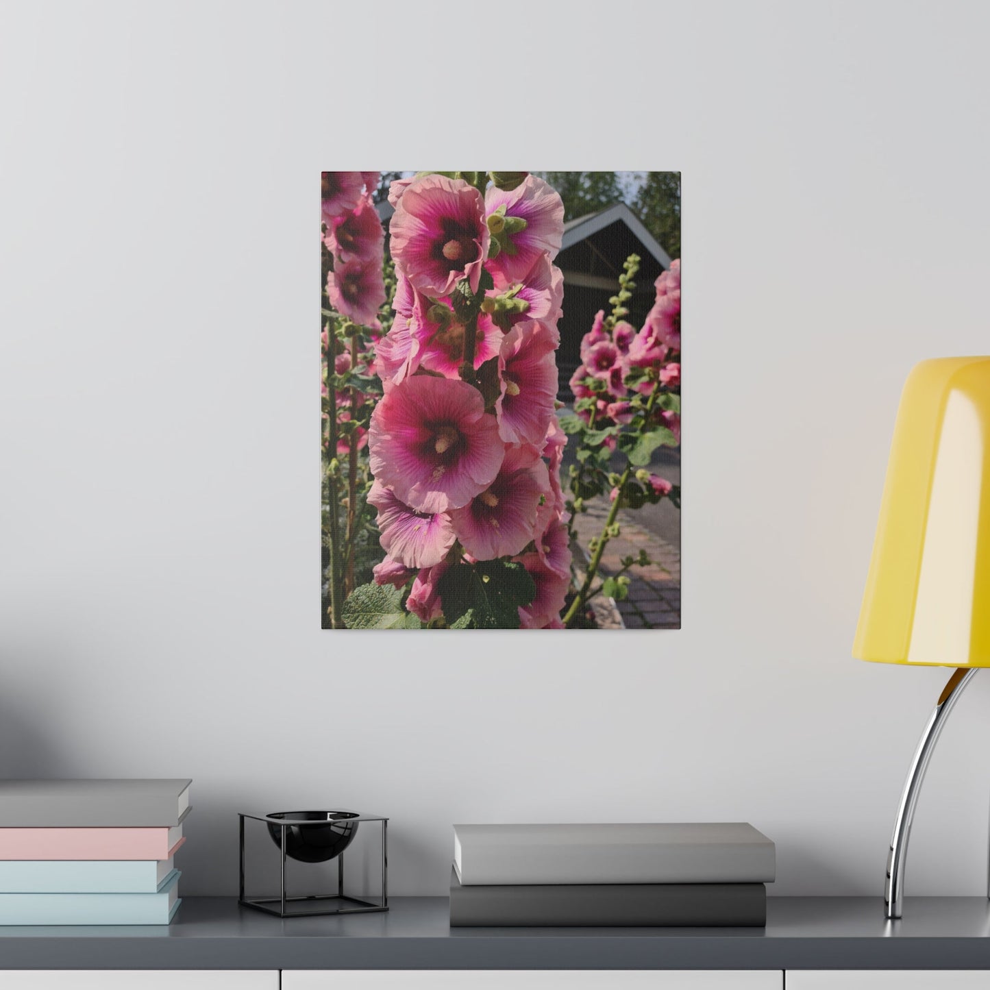 Pink Hollyhock, Matte Canvas, Stretched, 0.75" - The Trio Synergize Group