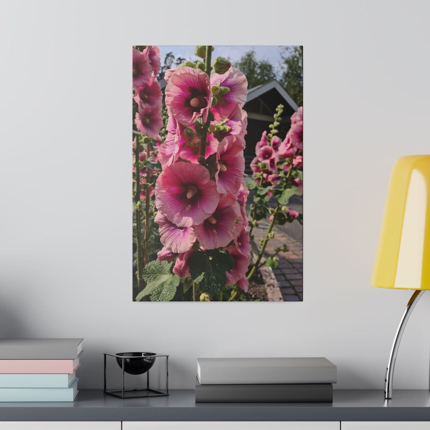 Pink Hollyhock, Matte Canvas, Stretched, 0.75" - The Trio Synergize Group