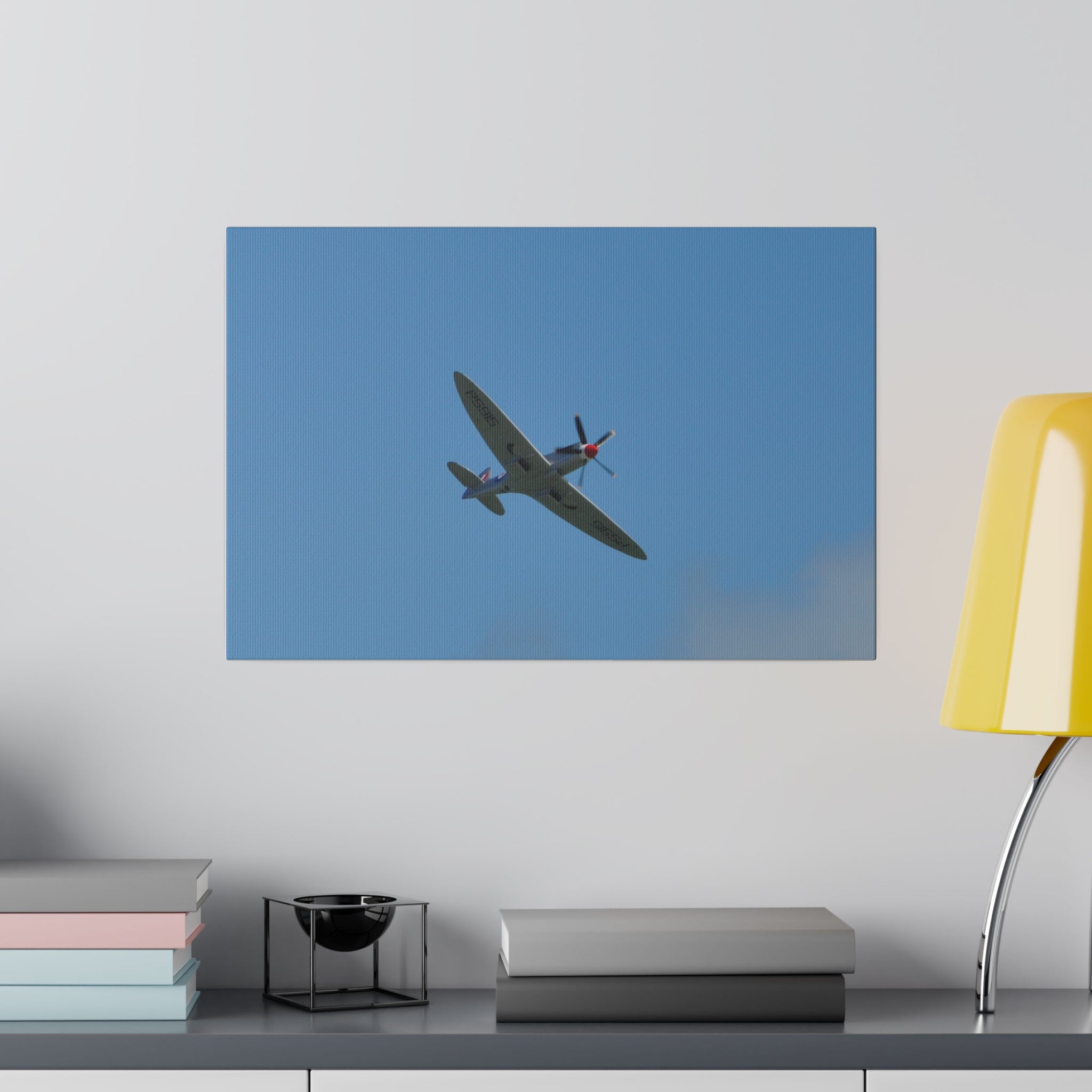 PS915 Supermarine Spitfire Flying From The Left Canvas - The Trio Synergize Group