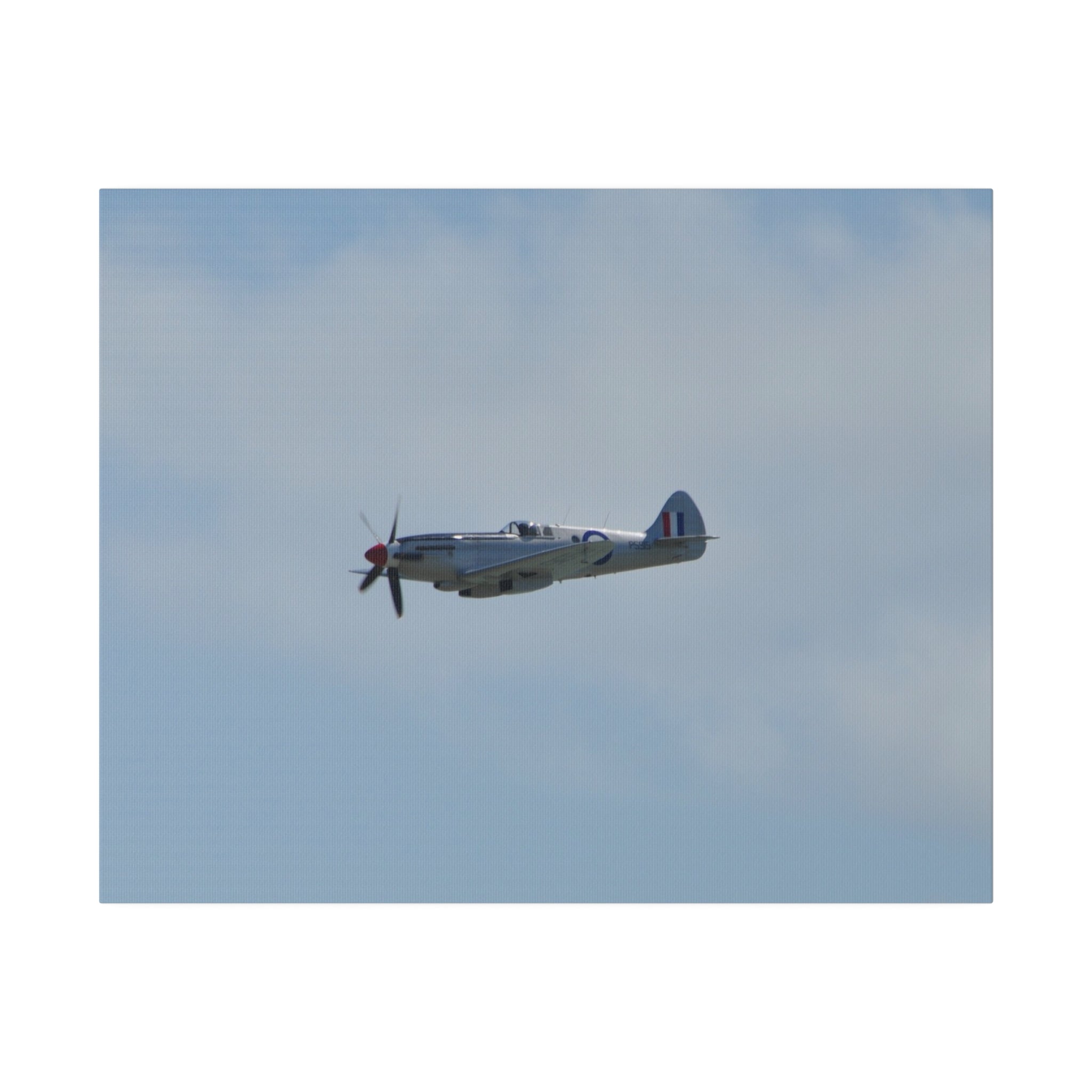 PS915 Supermarine Spitfire Flying From The Right, Matte Canvas, Stretched, 0.75" - The Trio Synergize Group