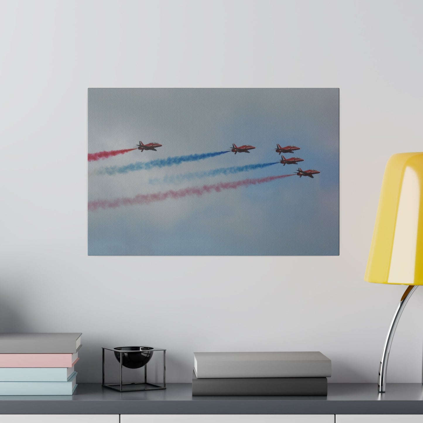 The Red Arrows In Formation With Coloured Smoke Canvas - The Trio Synergize Group