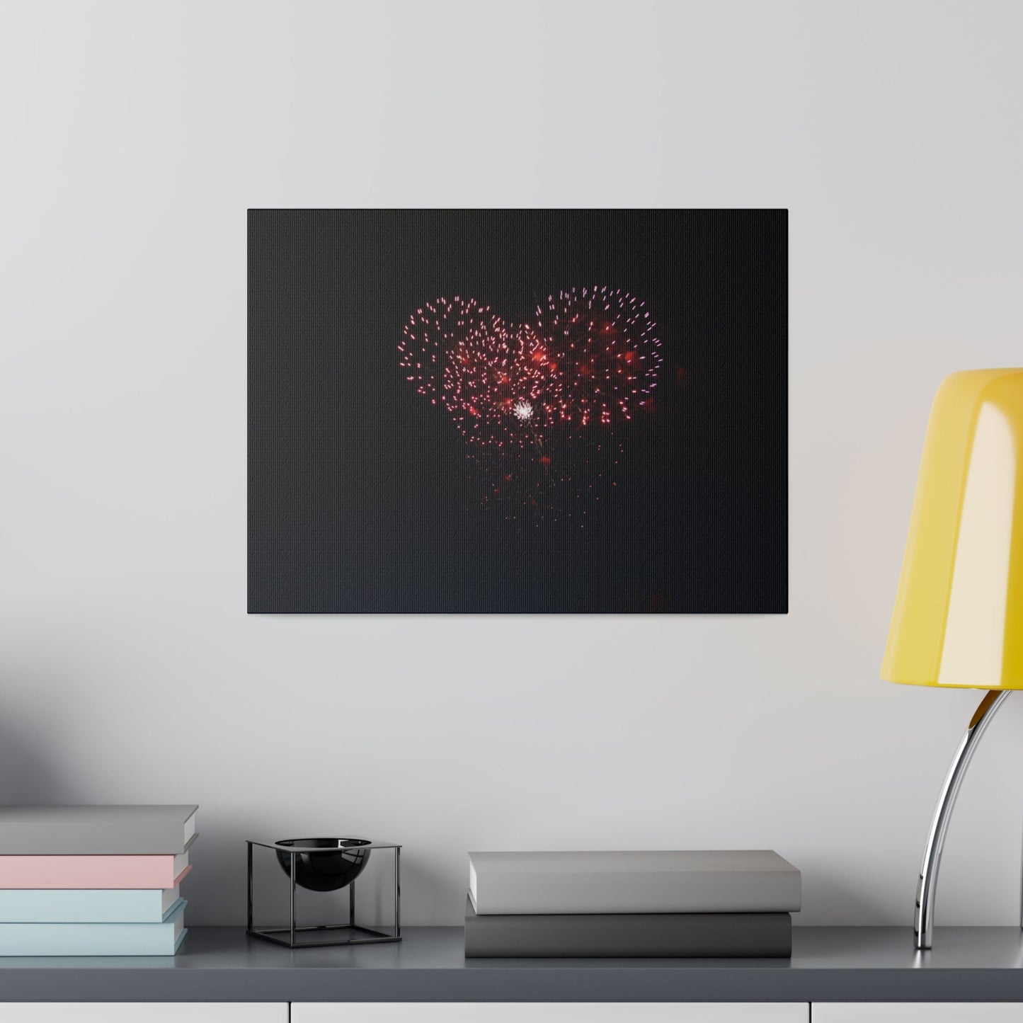Red Firework In Night Sky, Matte Canvas, Stretched, 0.75" - The Trio Synergize Group