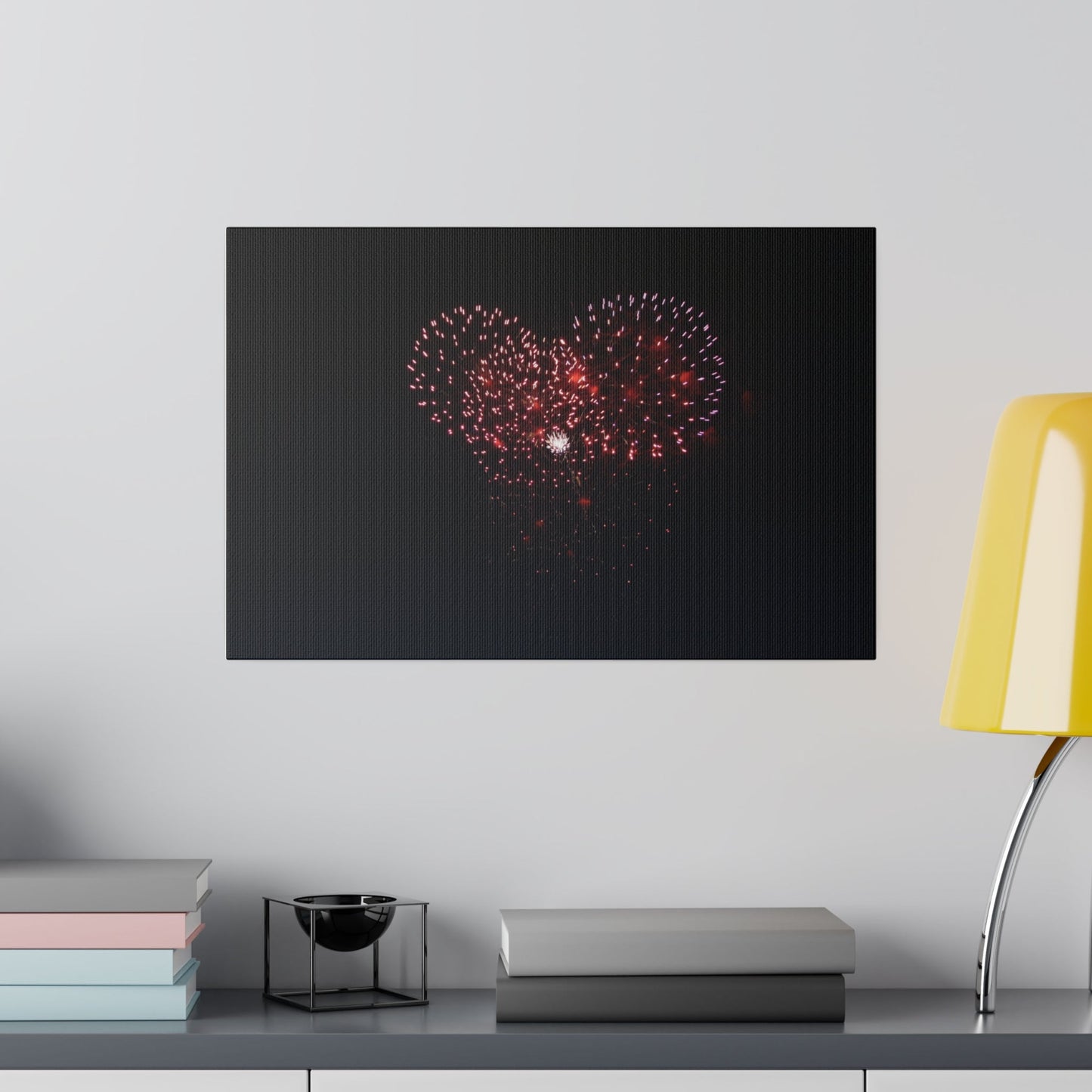 Red Firework In Night Sky, Matte Canvas, Stretched, 0.75" - The Trio Synergize Group
