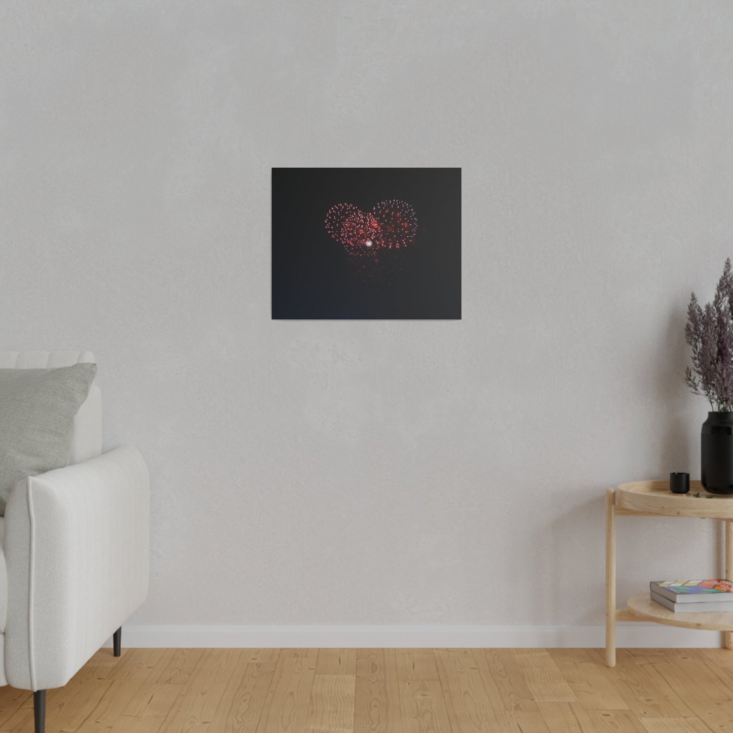 Red Firework In Night Sky, Matte Canvas, Stretched, 0.75" - The Trio Synergize Group