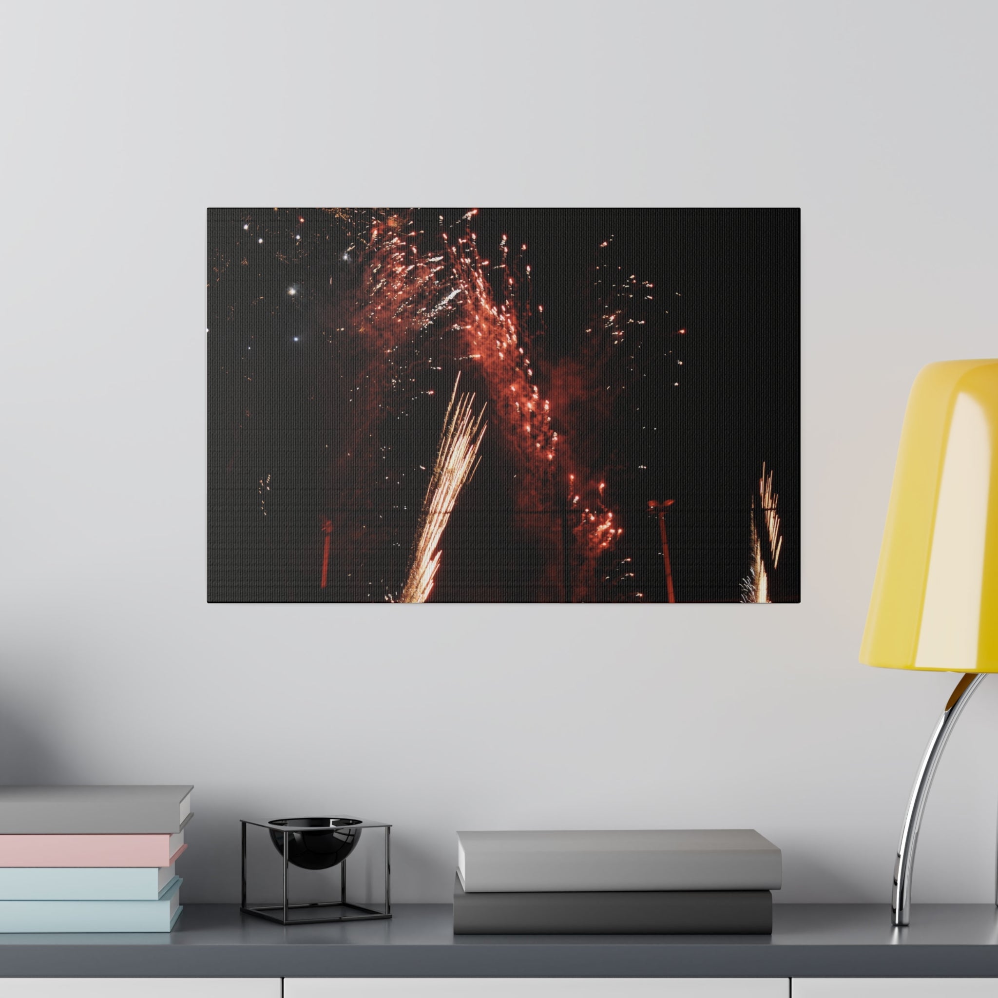Red Sprayed Firework Canvas Print - The Trio Synergize Group