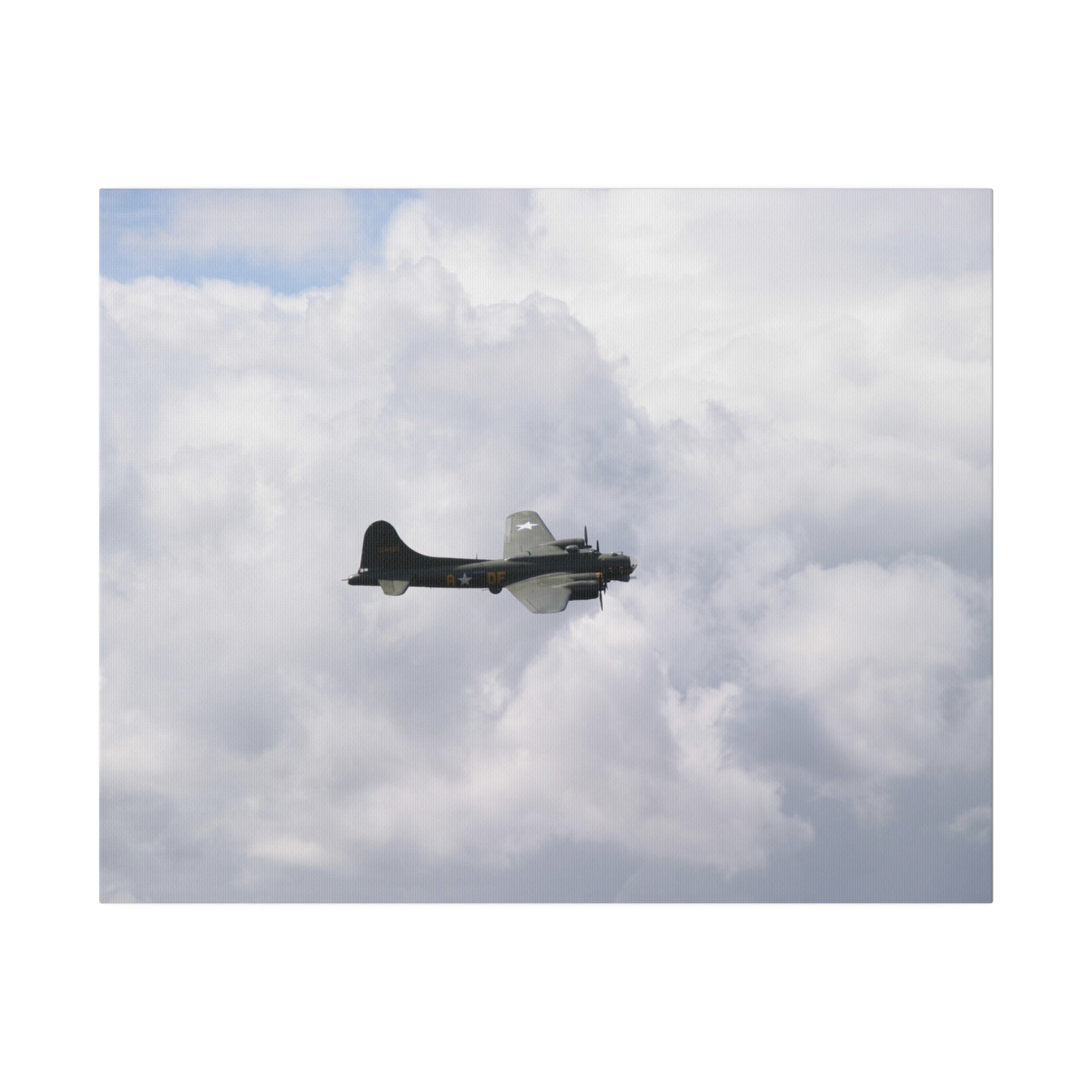 Sally B, B-17 Flying, Fluffy White Cloud Background Canvas - The Trio Synergize Group