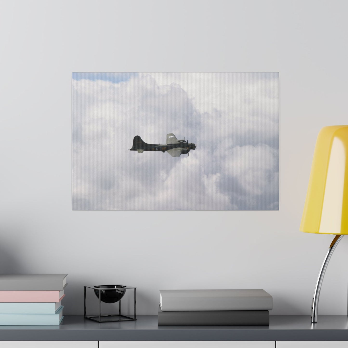 Sally B, B-17 Flying, Fluffy White Cloud Background Canvas - The Trio Synergize Group