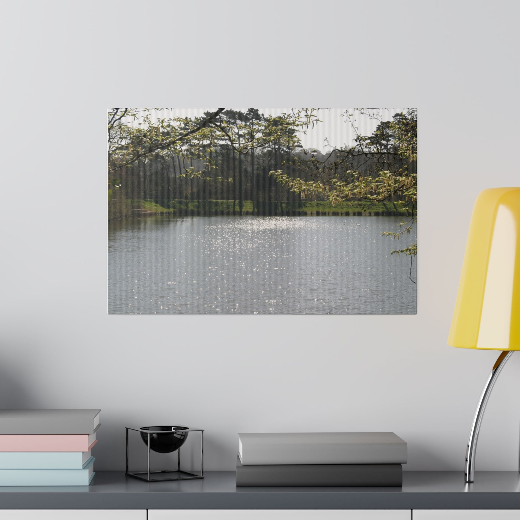 Scenic Shot Of A Lake And Trees Canvas - The Trio Synergize Group