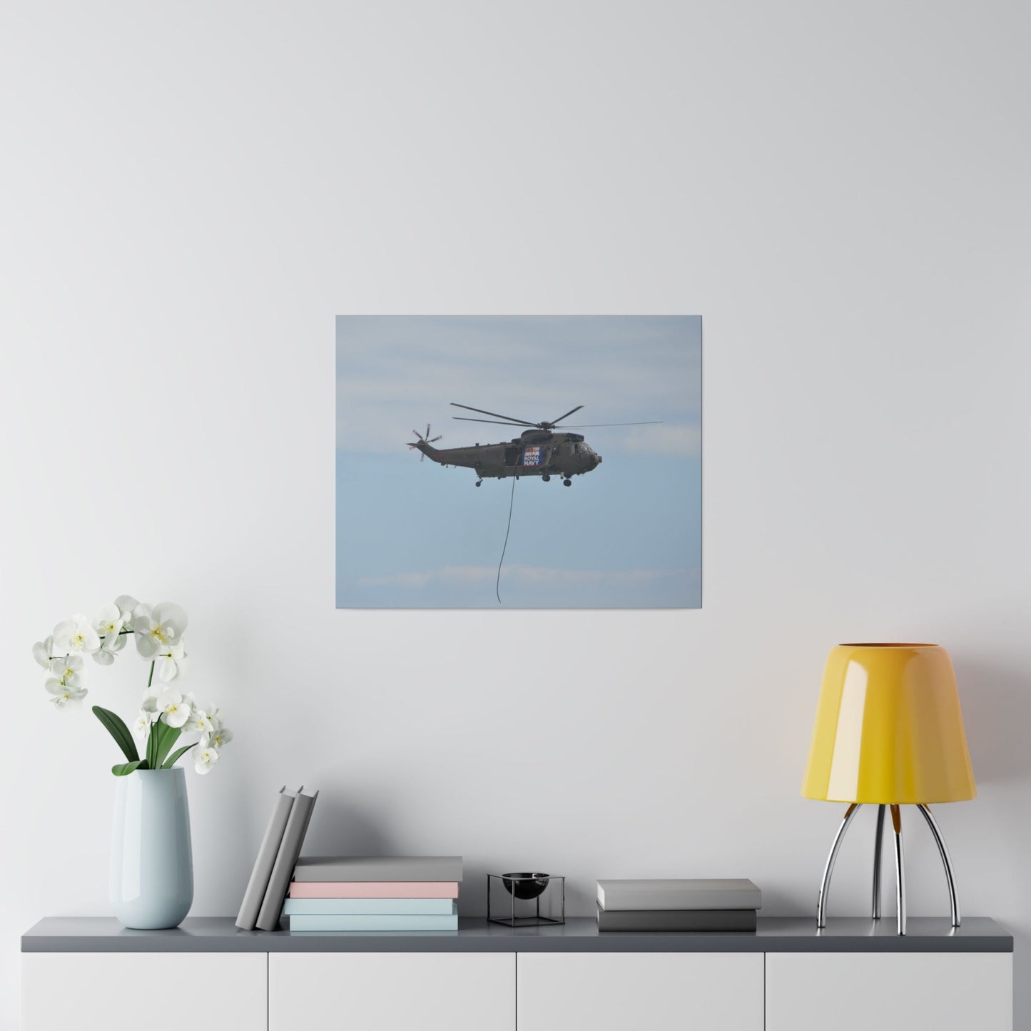 Sea King Helicopter Lowes Rope, Matte Canvas, Stretched, 0.75" - The Trio Synergize Group