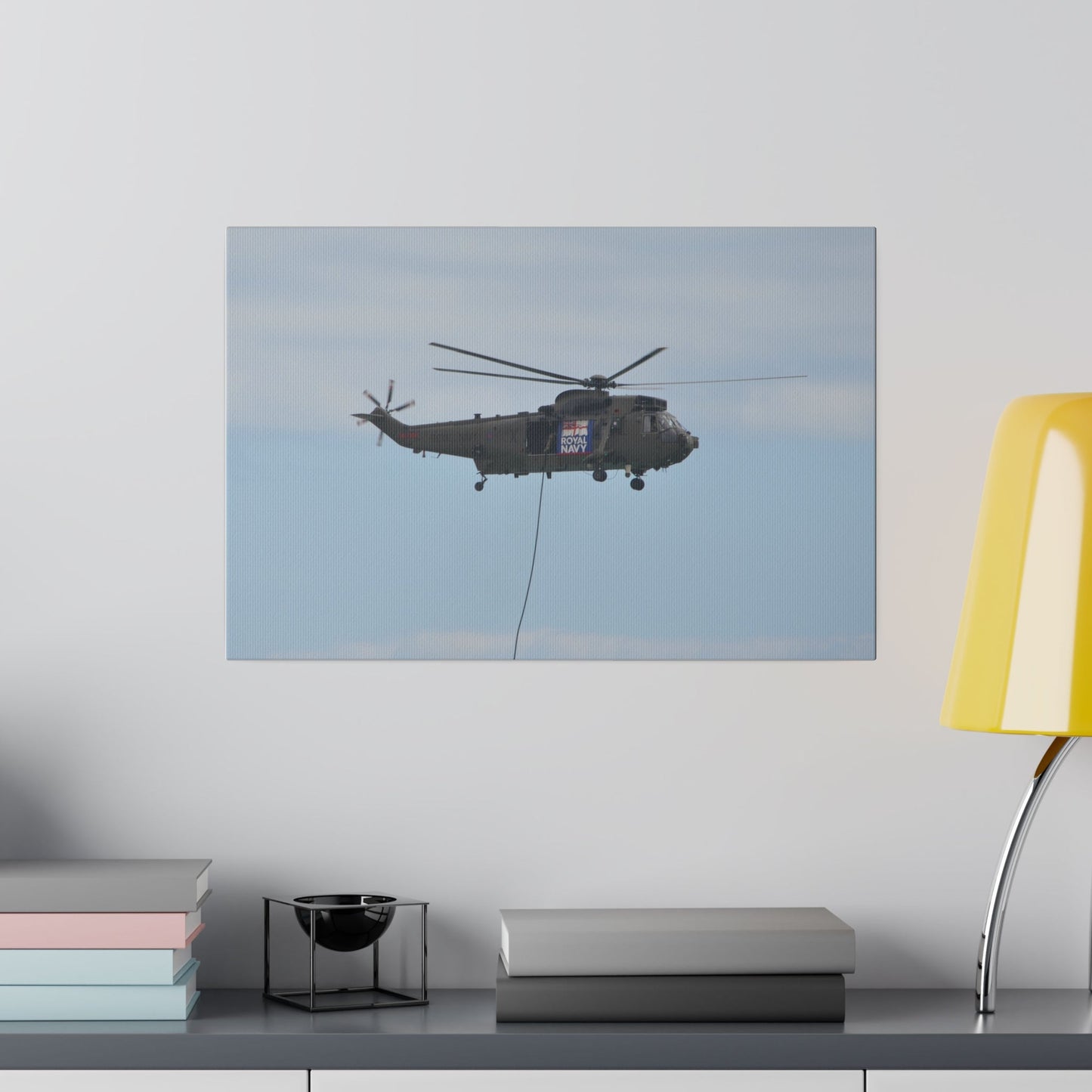 Sea King Helicopter Lowes Rope, Matte Canvas, Stretched, 0.75" - The Trio Synergize Group