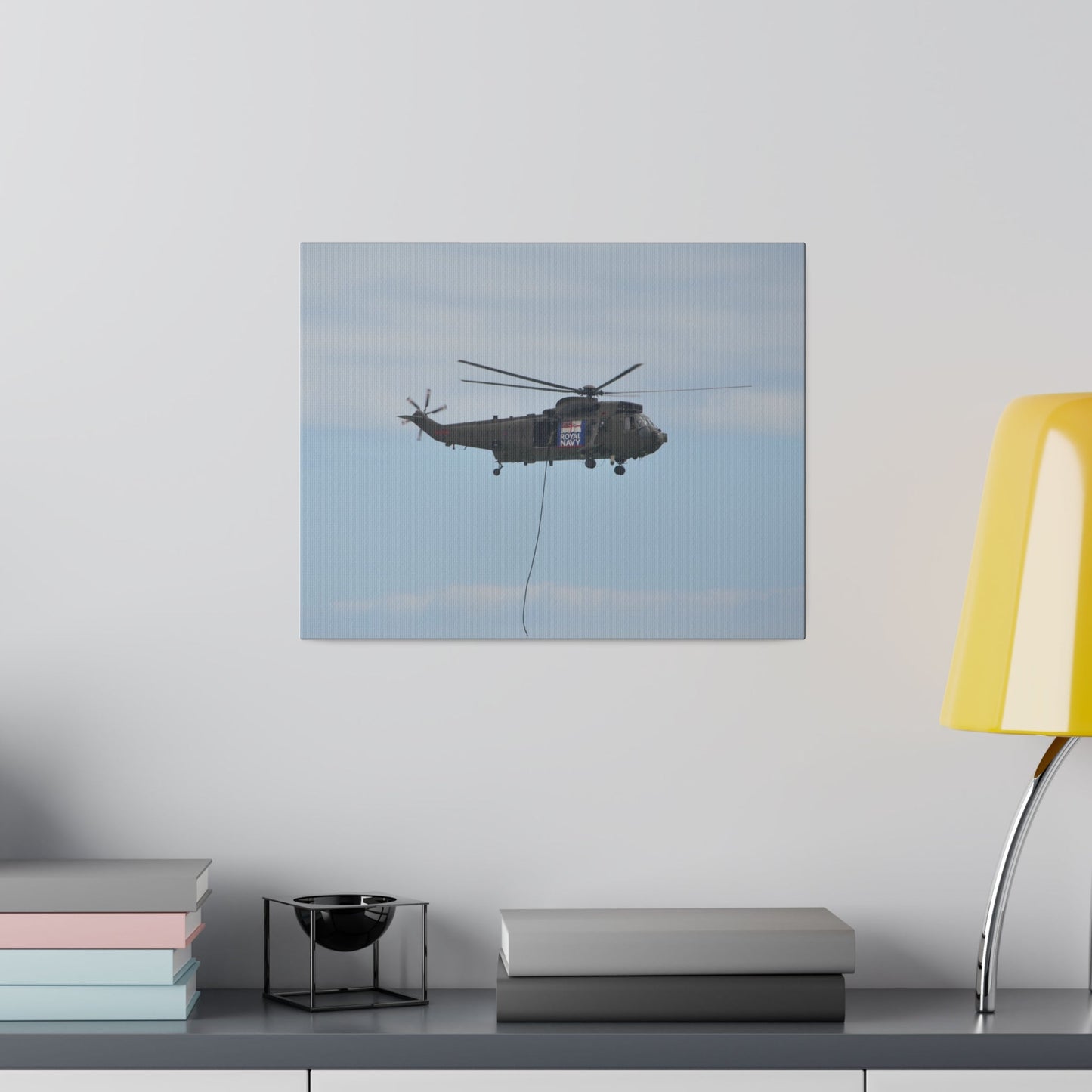 Sea King Helicopter Lowes Rope, Matte Canvas, Stretched, 0.75" - The Trio Synergize Group