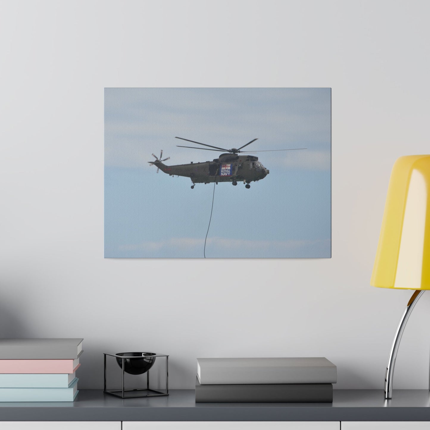 Sea King Helicopter Lowes Rope, Matte Canvas, Stretched, 0.75" - The Trio Synergize Group