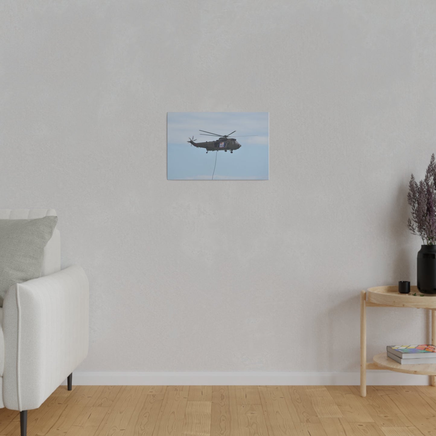 Sea King Helicopter Lowes Rope, Matte Canvas, Stretched, 0.75" - The Trio Synergize Group