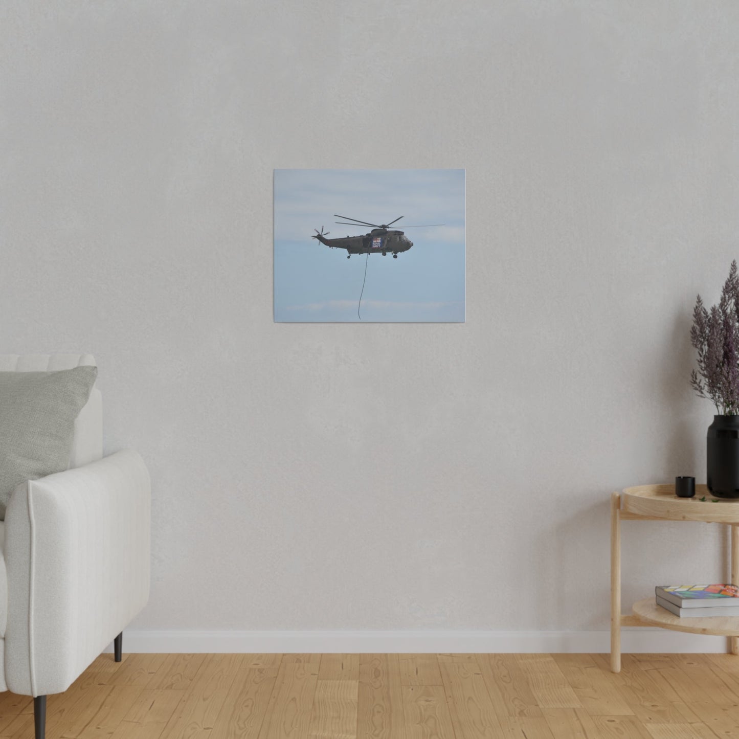 Sea King Helicopter Lowes Rope, Matte Canvas, Stretched, 0.75" - The Trio Synergize Group