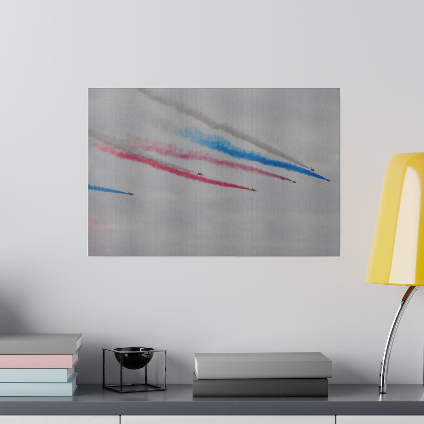 The Red Arrows Rear View Canvas with Multicoloured Smoke - The Trio Synergize Group