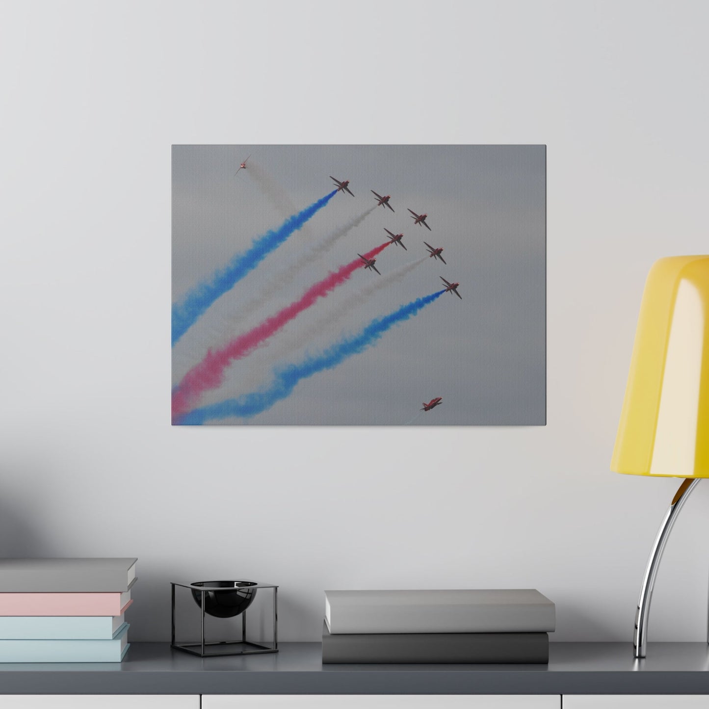 The Red Arrows Flying Multi-Coloured Smoke, Due Loop Canvas - The Trio Synergize Group