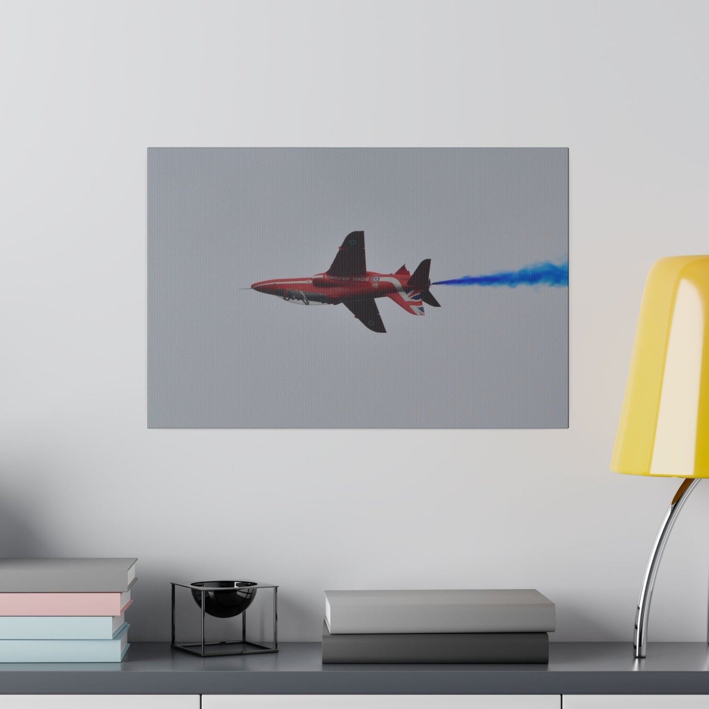 Red Arrow Sideways & Blue Smoke Close-Up Canvas! - The Trio Synergize Group