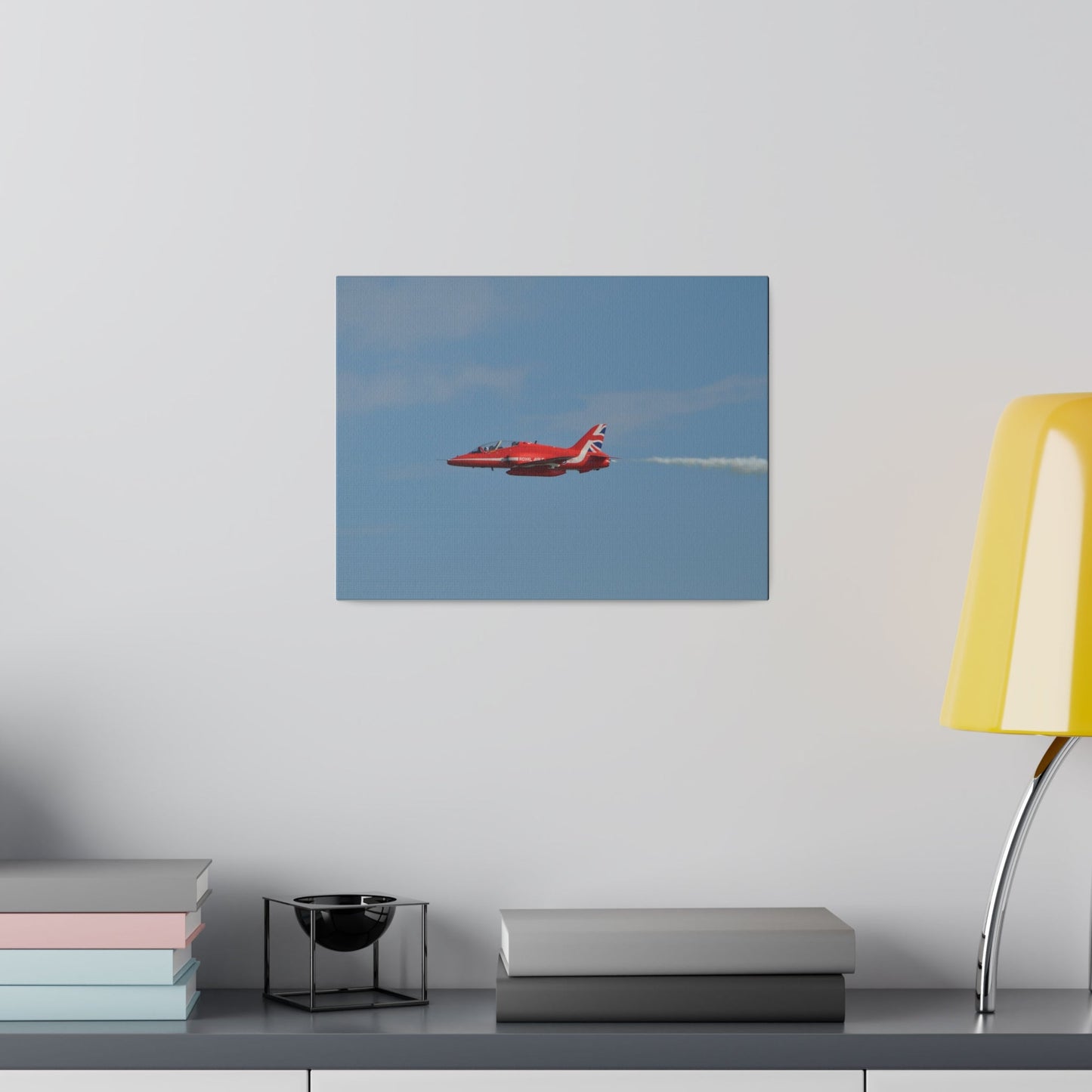 Single Red Arrow Flying From The Right With White Smoke, Matte Canvas, Stretched, 0.75" - The Trio Synergize Group
