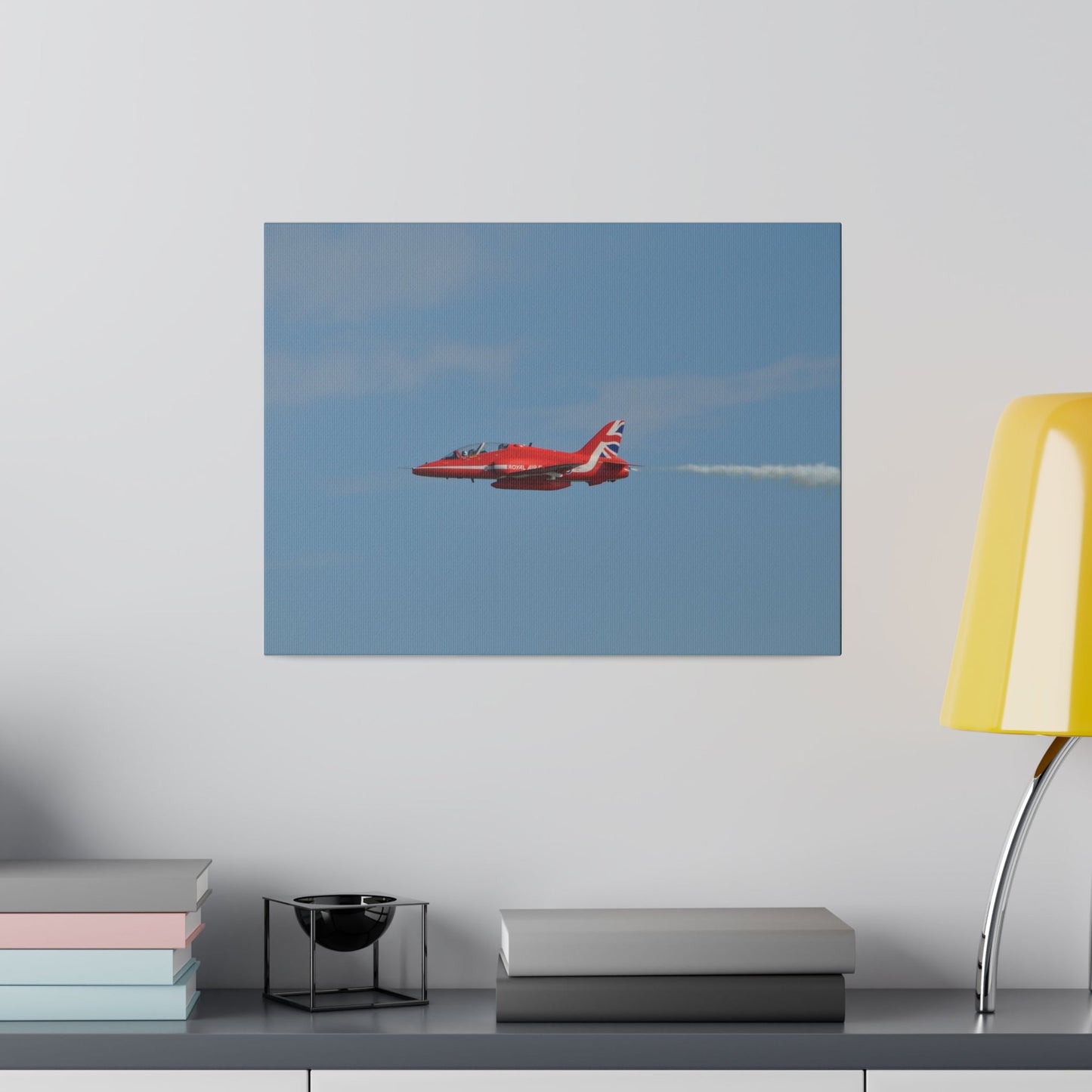 Single Red Arrow Flying From The Right With White Smoke, Matte Canvas, Stretched, 0.75" - The Trio Synergize Group