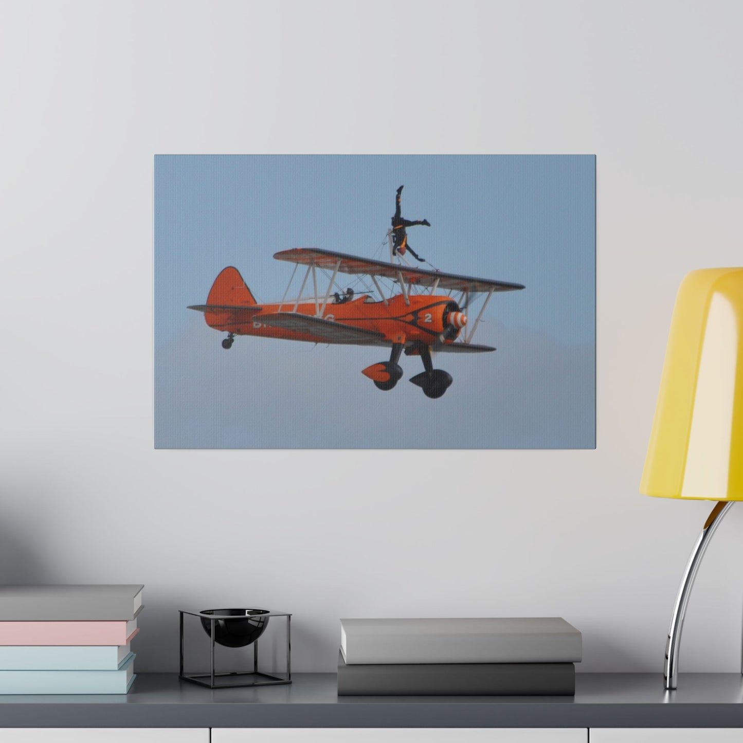 The Wing Walker Flying Right Person Upside Down Close Canvas - The Trio Synergize Group