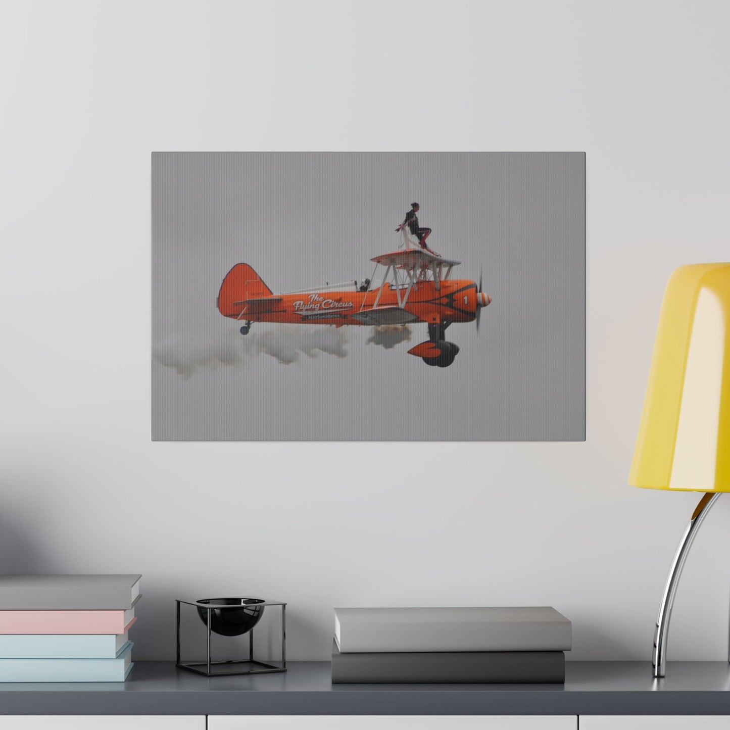 The Wing Walker Flying Right Side View Smoke Close Up Canvas - The Trio Synergize Group