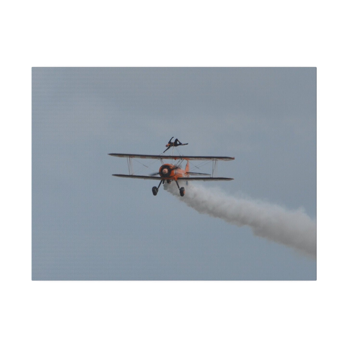 Single Wing Walker Flying Straight Forward With Smoke, With The Person Laying Sideways, Matte Canvas, Stretched, 0.75" - The Trio Synergize Group
