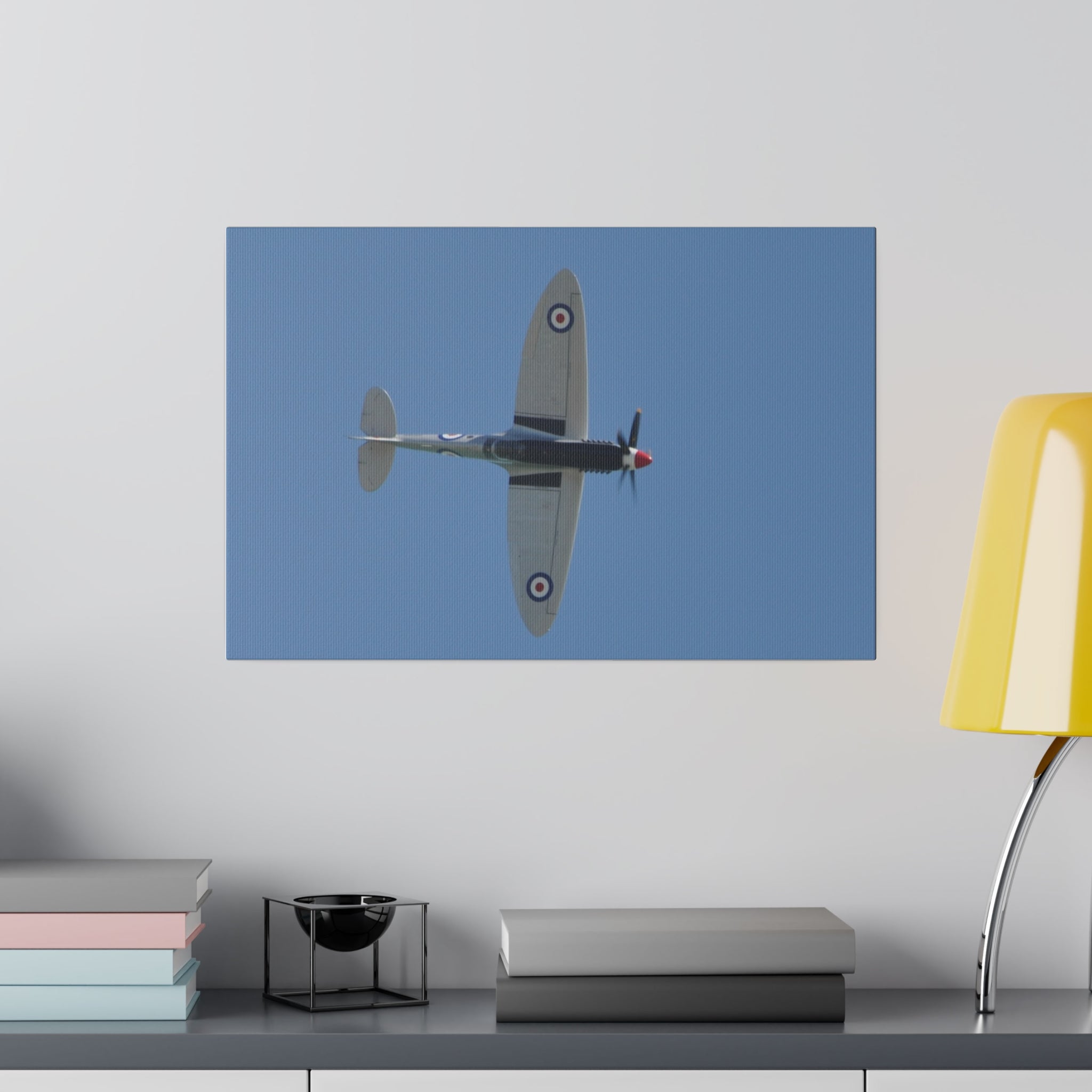 Spitfire Mk.22 Flying From The Left Sideways, Matte Canvas, Stretched, 0.75" - The Trio Synergize Group