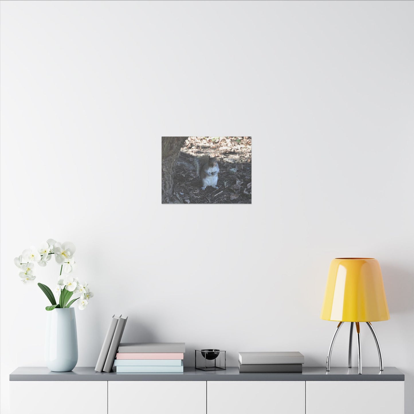 Squirrel Standing Next To A Tree, Holding A Nut Close Up Canvas - The Trio Synergize Group