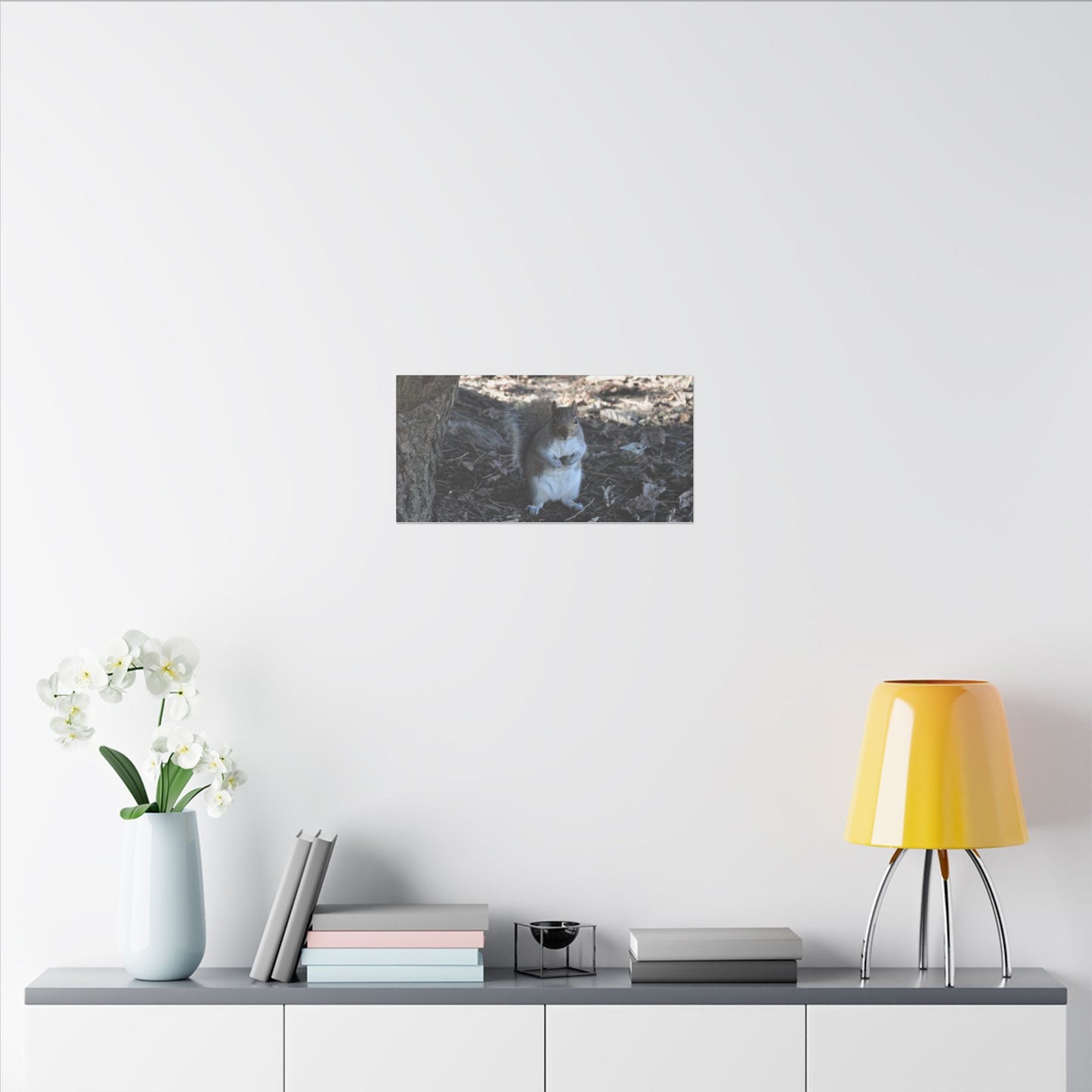 Squirrel Standing Near A Tree, Holding A Nut Close Up Canvas - The Trio Synergize Group