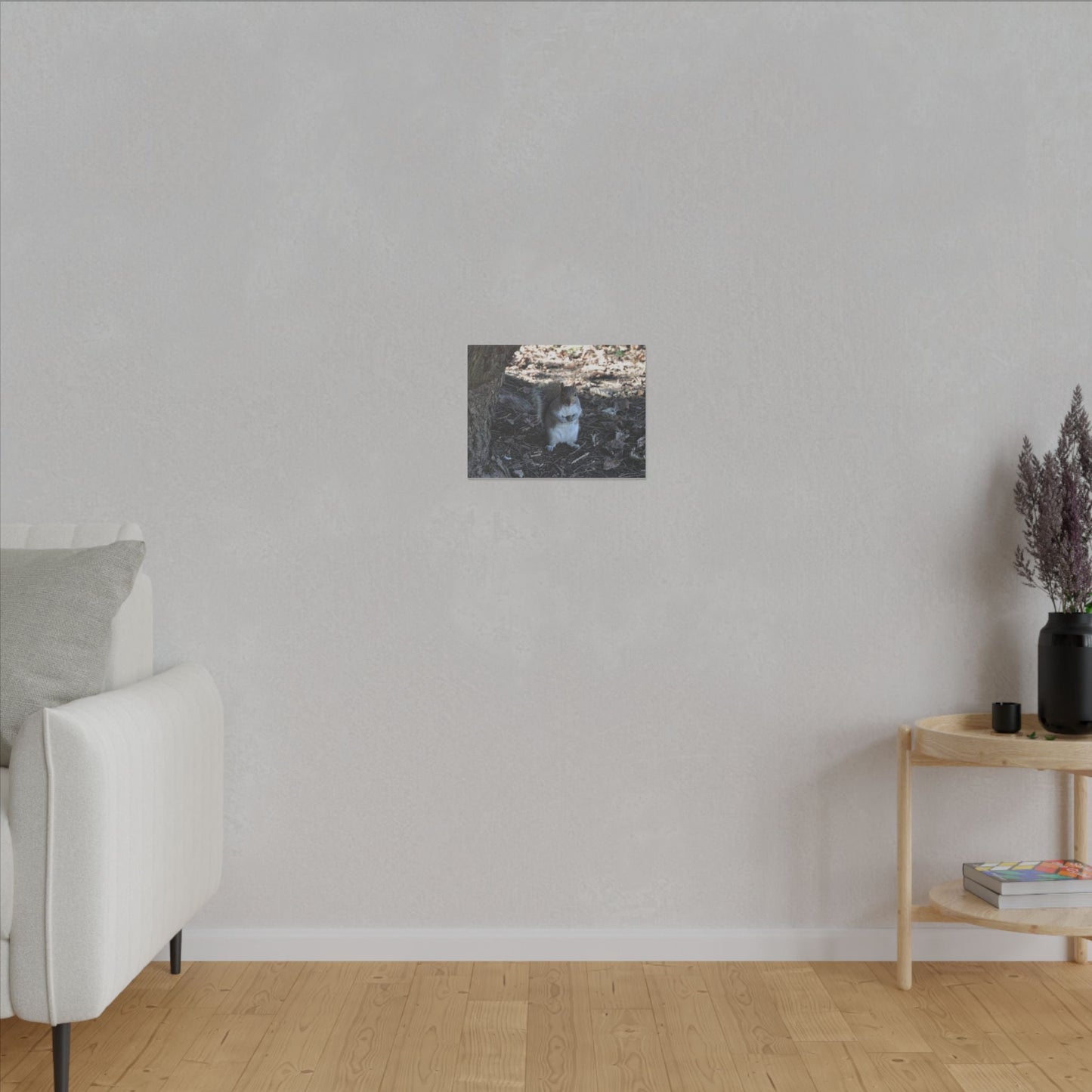 Squirrel Standing Next To A Tree, Holding A Nut Close Up Canvas - The Trio Synergize Group