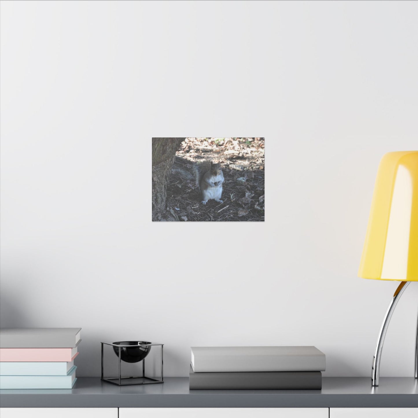 Squirrel Standing Next To A Tree, Holding A Nut Close Up Canvas - The Trio Synergize Group