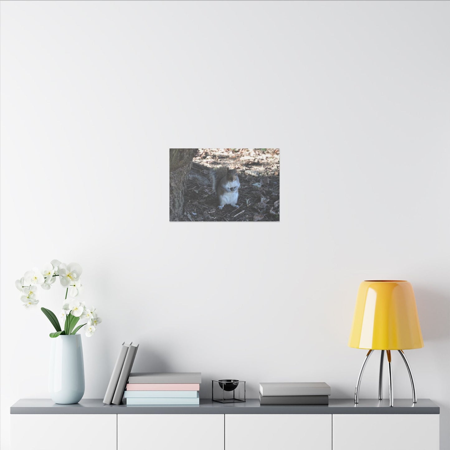 Squirrel Standing Next To A Tree, Holding A Nut Close Up Canvas - The Trio Synergize Group
